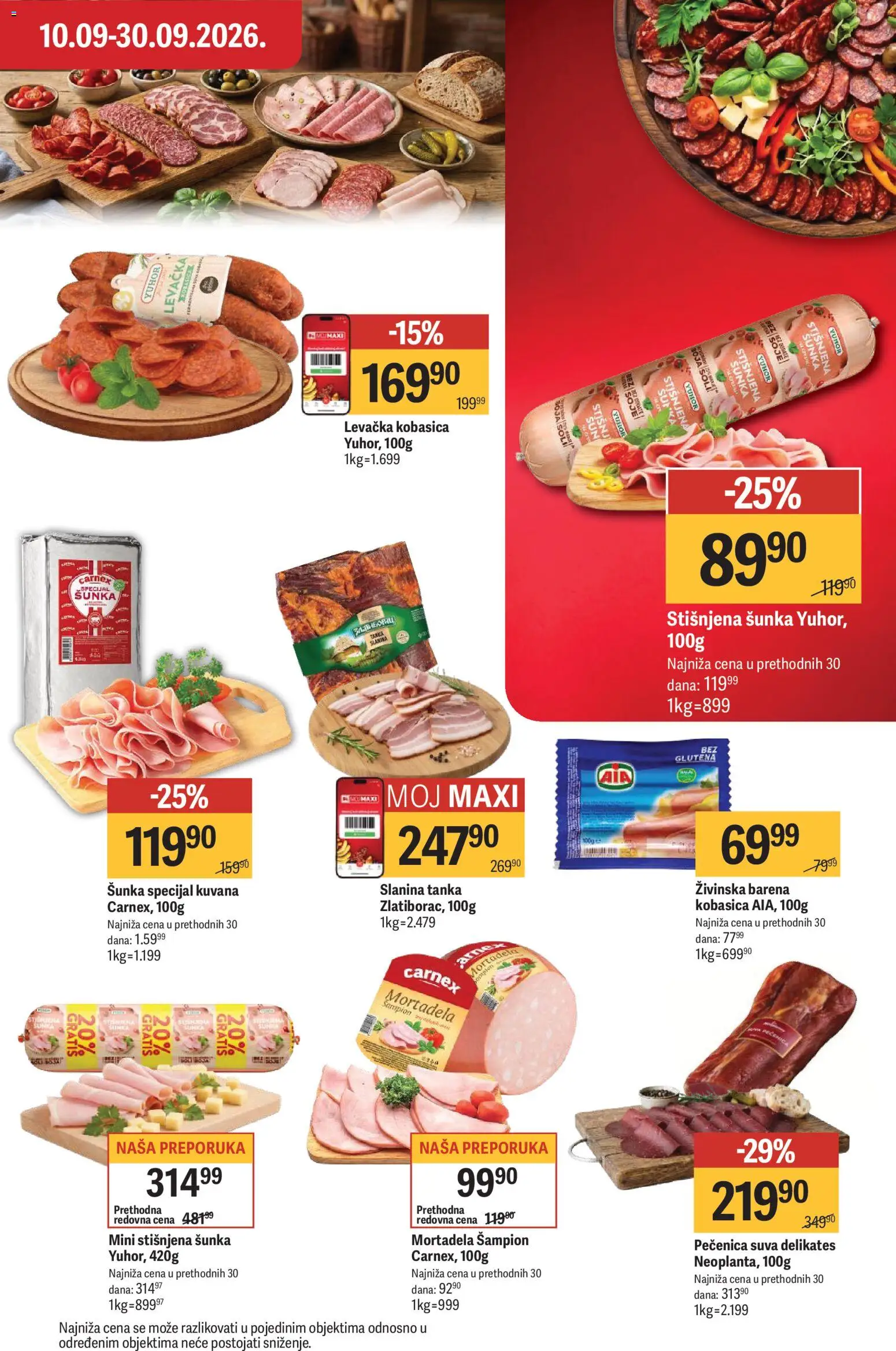 Maxi katalog - važi od 10.09.2026 | Strana: 13 | Proizvode: Šunka, Slanina, Kobasica, Pečenica