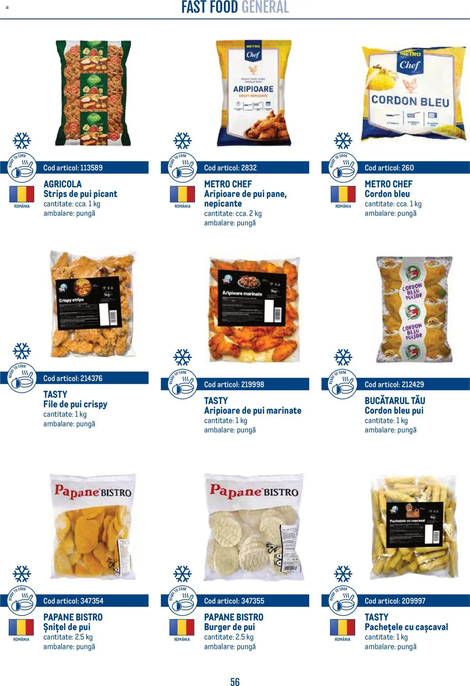 Noul catalog Metro – valabil de la 21.04.2026 | Pagină: 56 | Produse: Pungă, Hacıyatmaz Kedi Oyuncağı, Cordon bleu, Burger