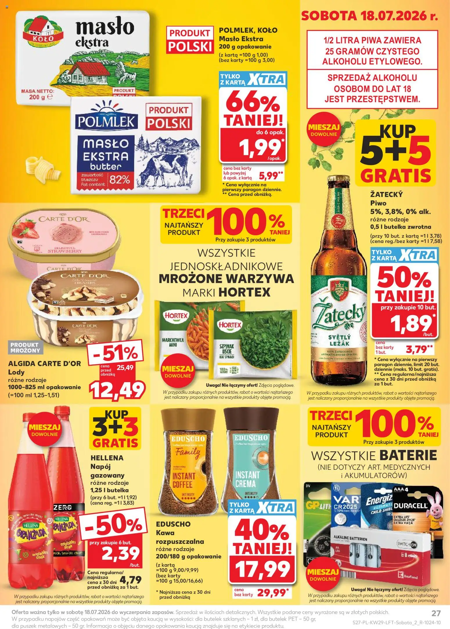 Kaufland Polsko leták od 16.07.2026 | Strana: 27 | Produkty: Máslo, Kolo, Crema, Carte d'or