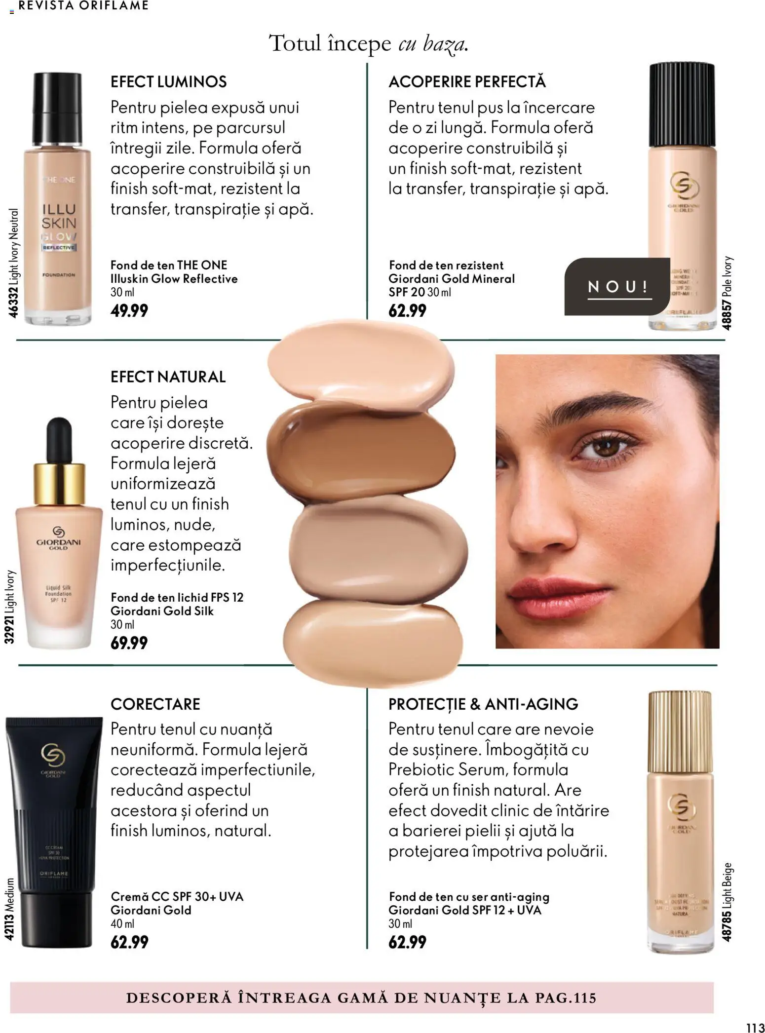 Noul catalog Oriflame – valabil de la 30.09.2026 | Pagină: 113 | Produse: Fond de ten, Cremă