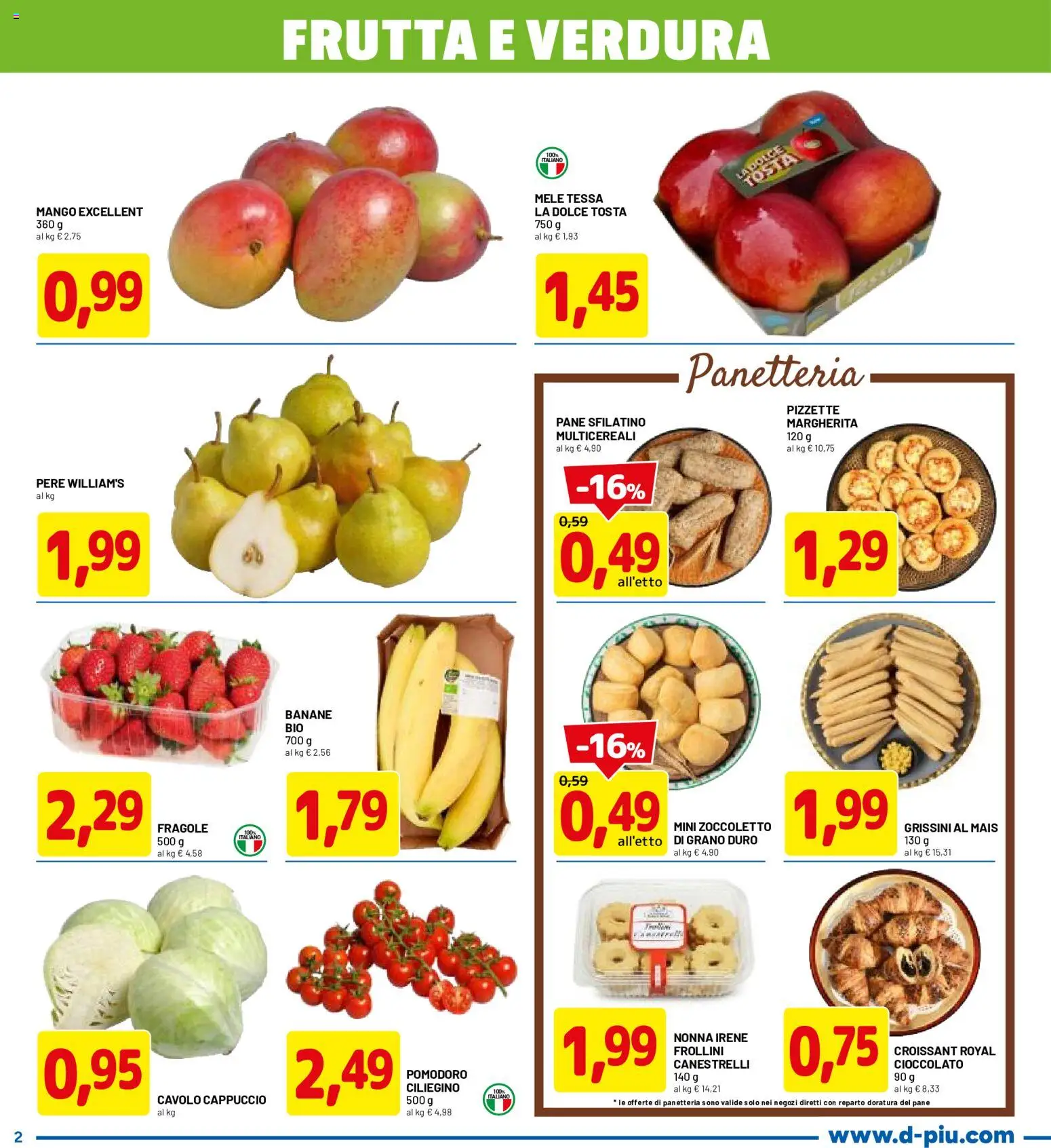 Volantino D Più del 30.04.2026 | Pagina: 2 | Prodotti: Cavolo, Cappuccio, Mais, Croissant
