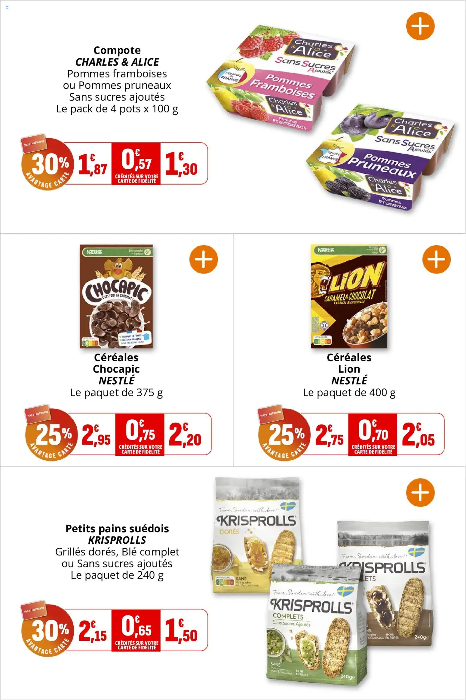 {H1} | Page: 21 | Produits: Chocapic, Pruneaux, Pommes, Céréales