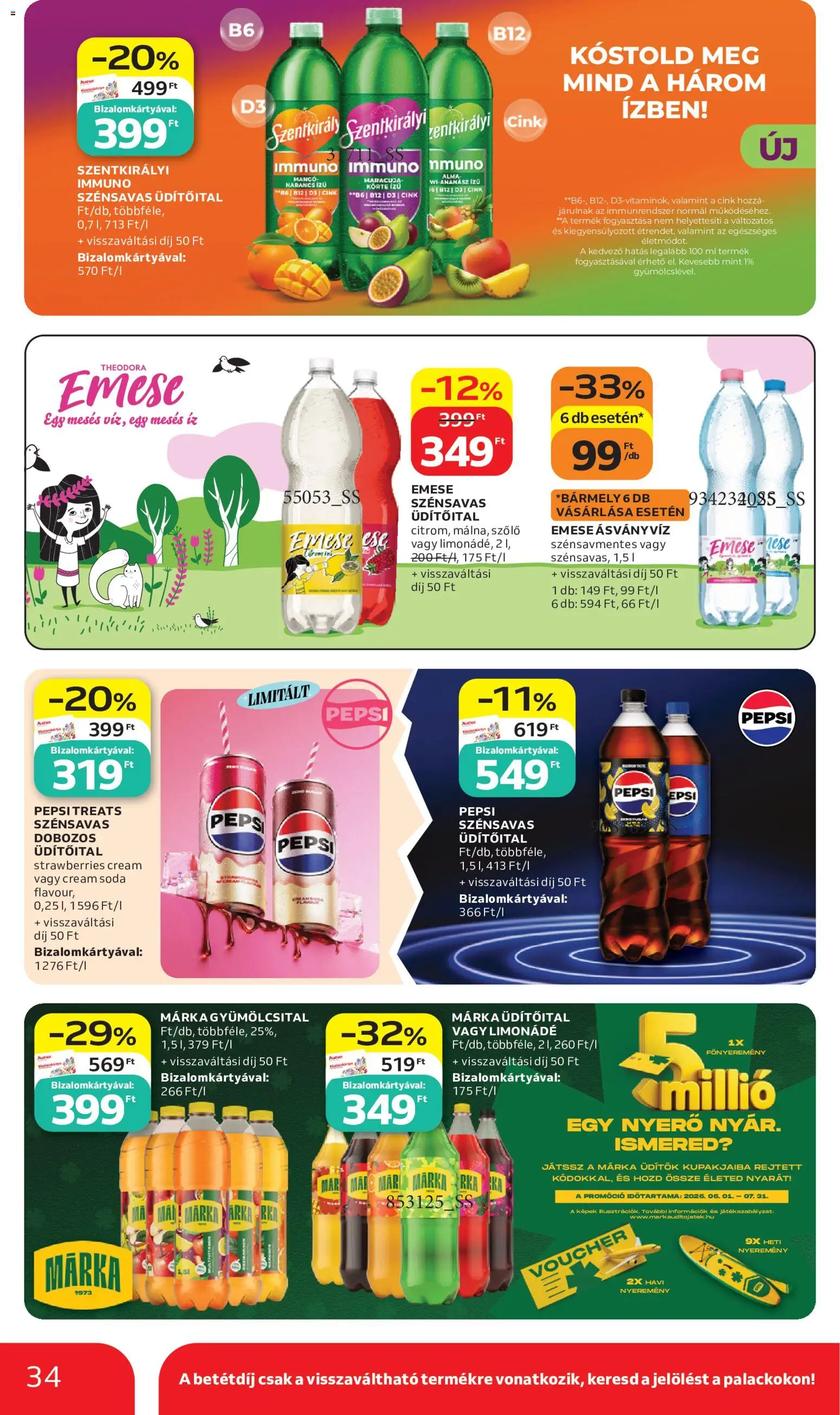 Auchan akciós ujság - amely érvényes a következő dátumtól: 2026.07.02. | Oldal: 34 | Termékek: Körte, Üdítők, Limonádé, Ásványvíz