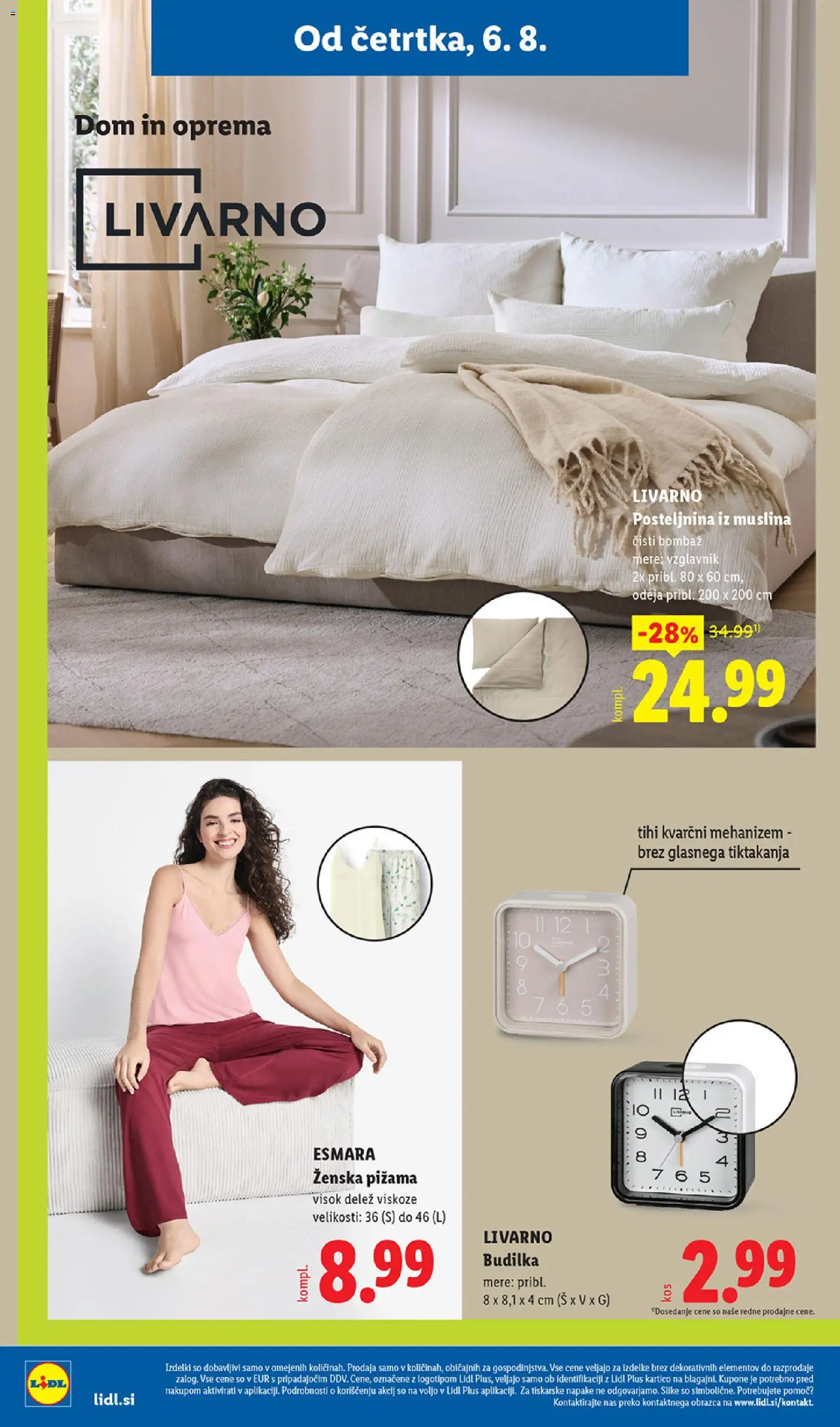 Novi Lidl katalog ponudbe – veljaven od 06.08.2026 | Stran: 36 | Izdelki: Vzglavnik, Pižama, Odeja, Posteljnina