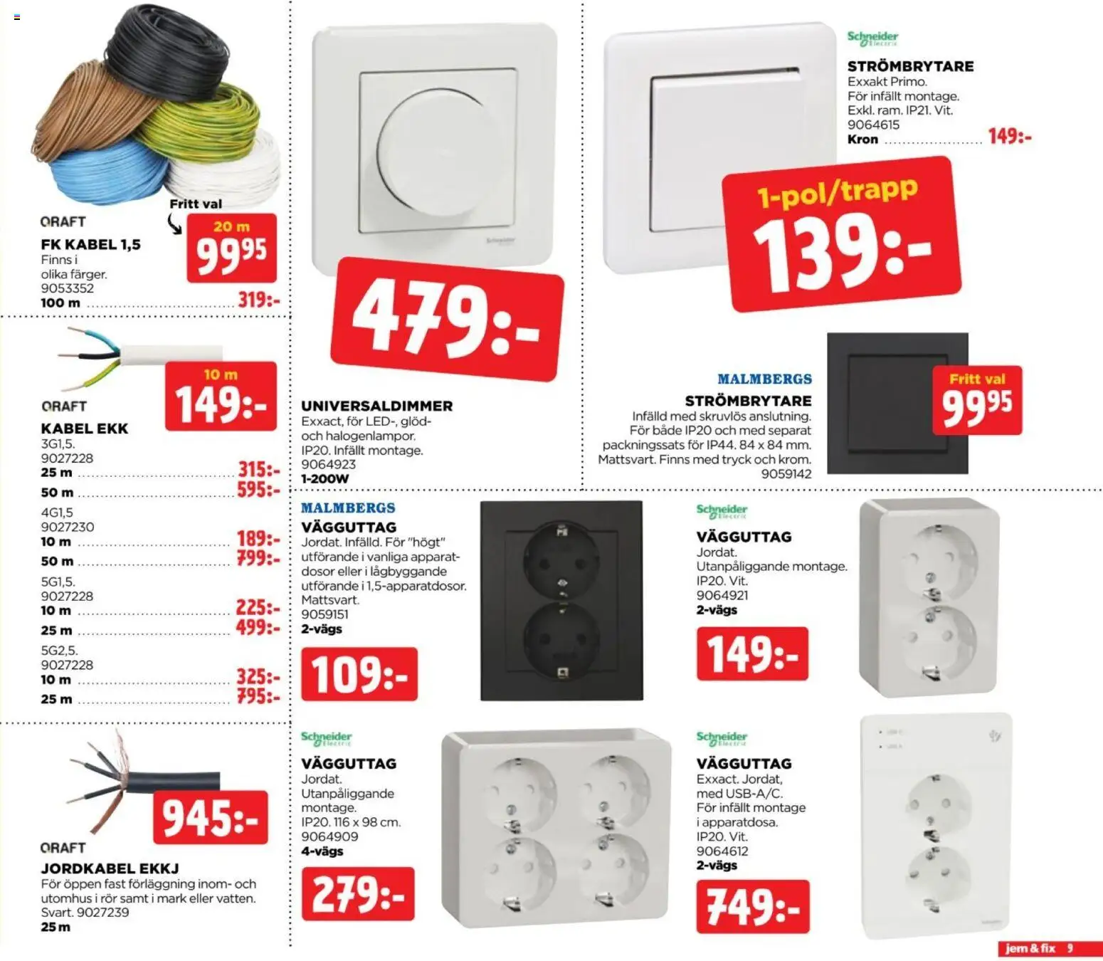 Jem & Fix reklamblad aktuell från 24/08/2026 | Sida: 9 | Produkter: Kabel, Rör