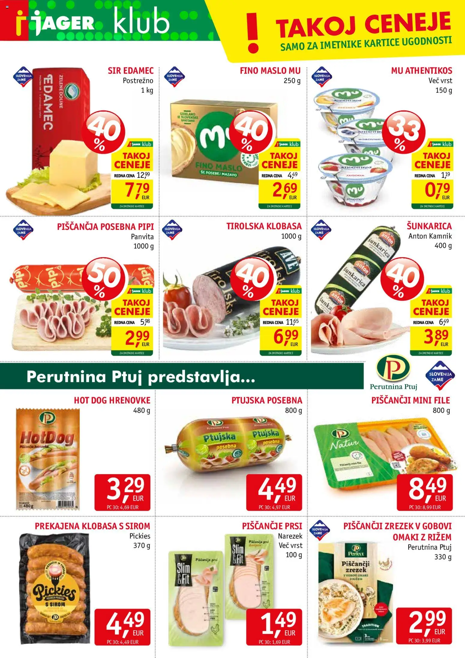 Novi Jager katalog ponudbe – veljaven od 02.09.2026 | Stran: 4 | Izdelki: Hrenovke, Narezek, Maslo, Sunka