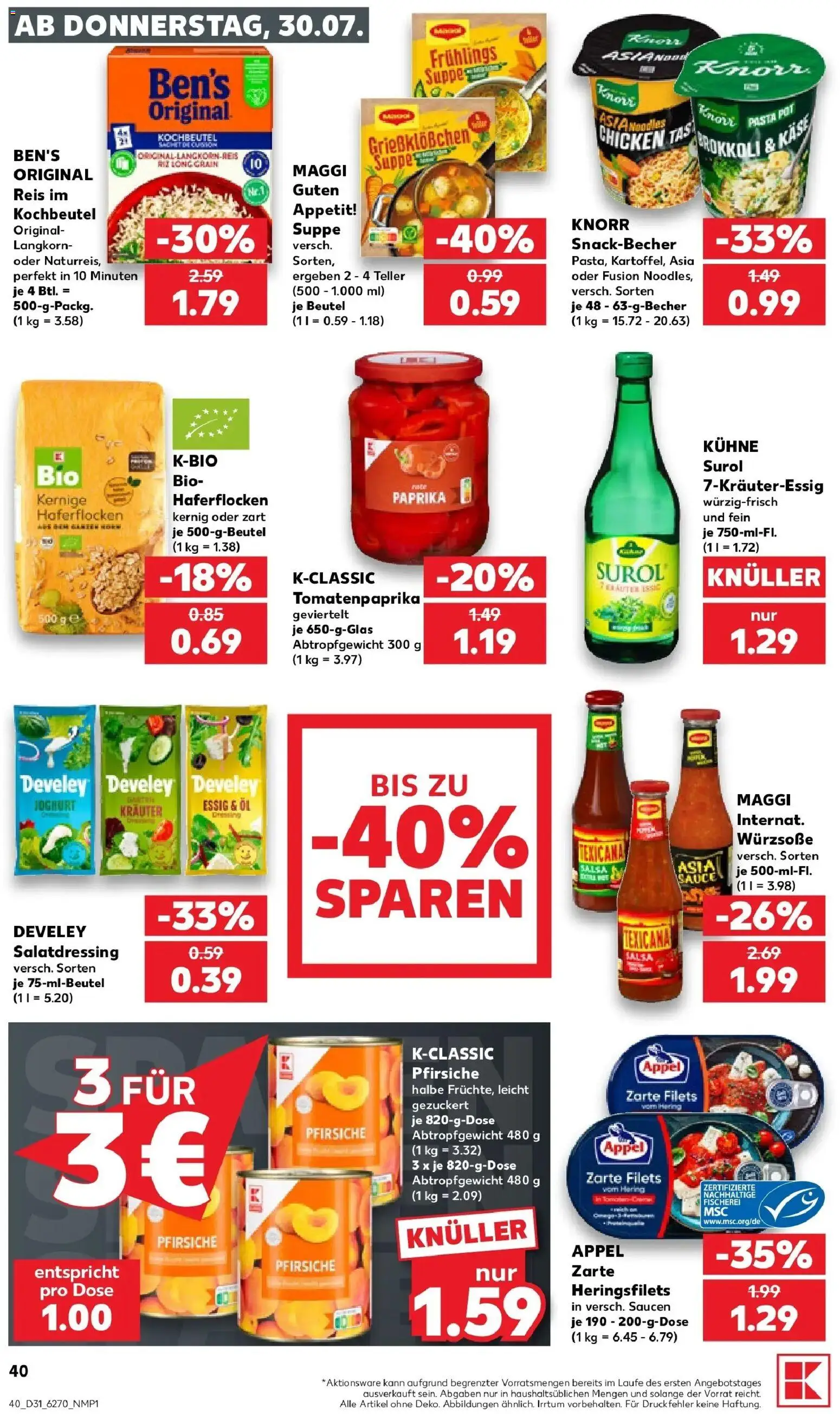 Kaufland Prospekt Münchberg – gültig ab 30.07.2026 | Seite: 40 | Produkte: Maggi, Öl, Knorr, Pasta