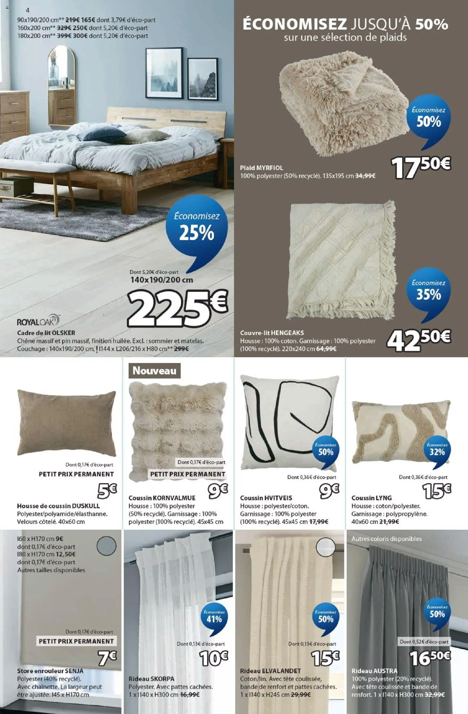 {H1} | Page: 4 | Produits: Lit, Housse de coussin, Store enrouleur, Cadre
