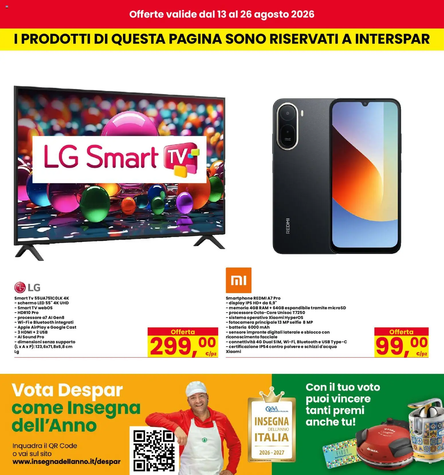 Volantino Interspar del 13/08/2026 | Pagina: 32 | Prodotti: Smartphone, TV, Fotocamera, USB