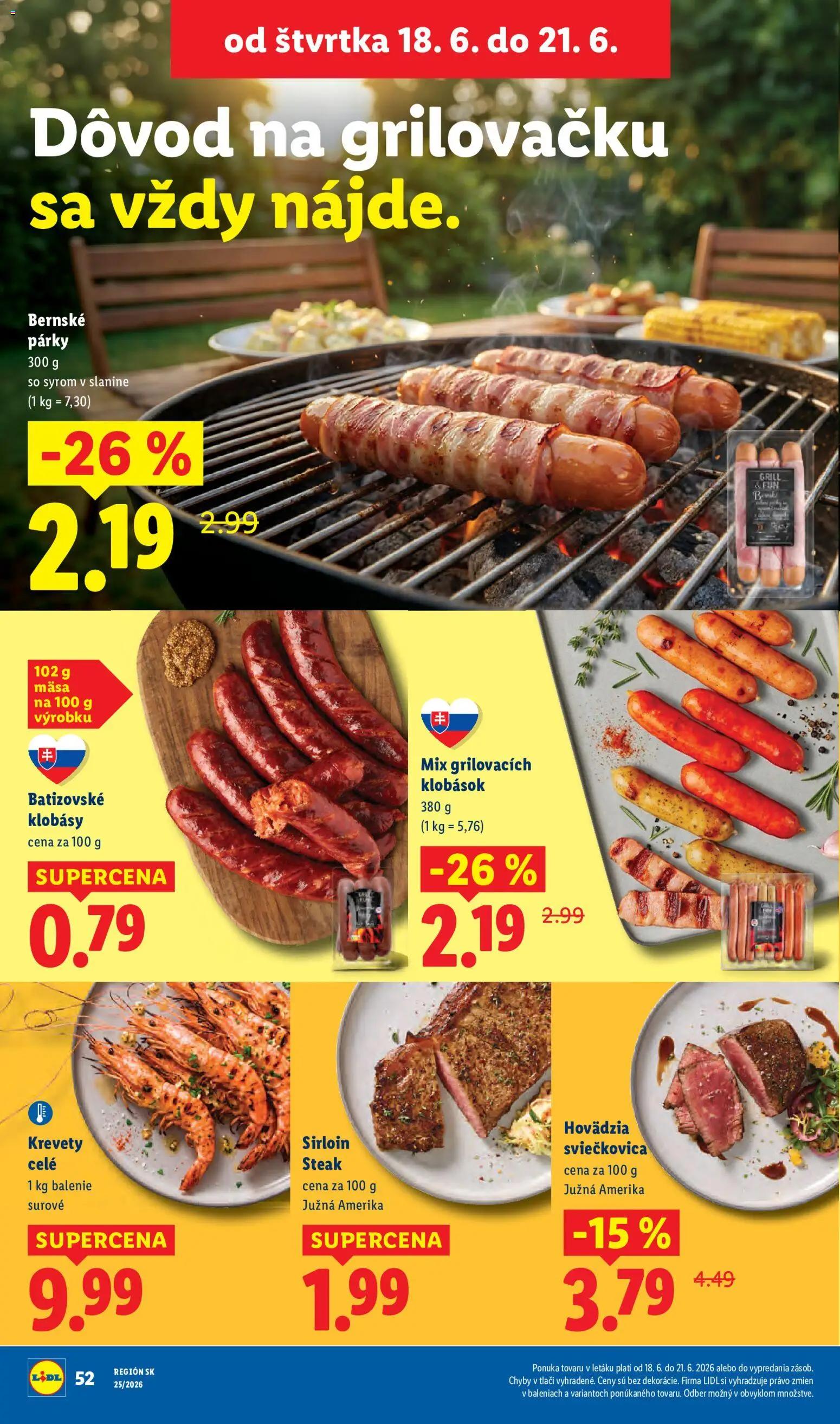 Nové Lidl akcie – leták je platný od 15.06.2026 | Strana: 66 | Produkty: Krevety, Párky, Steak