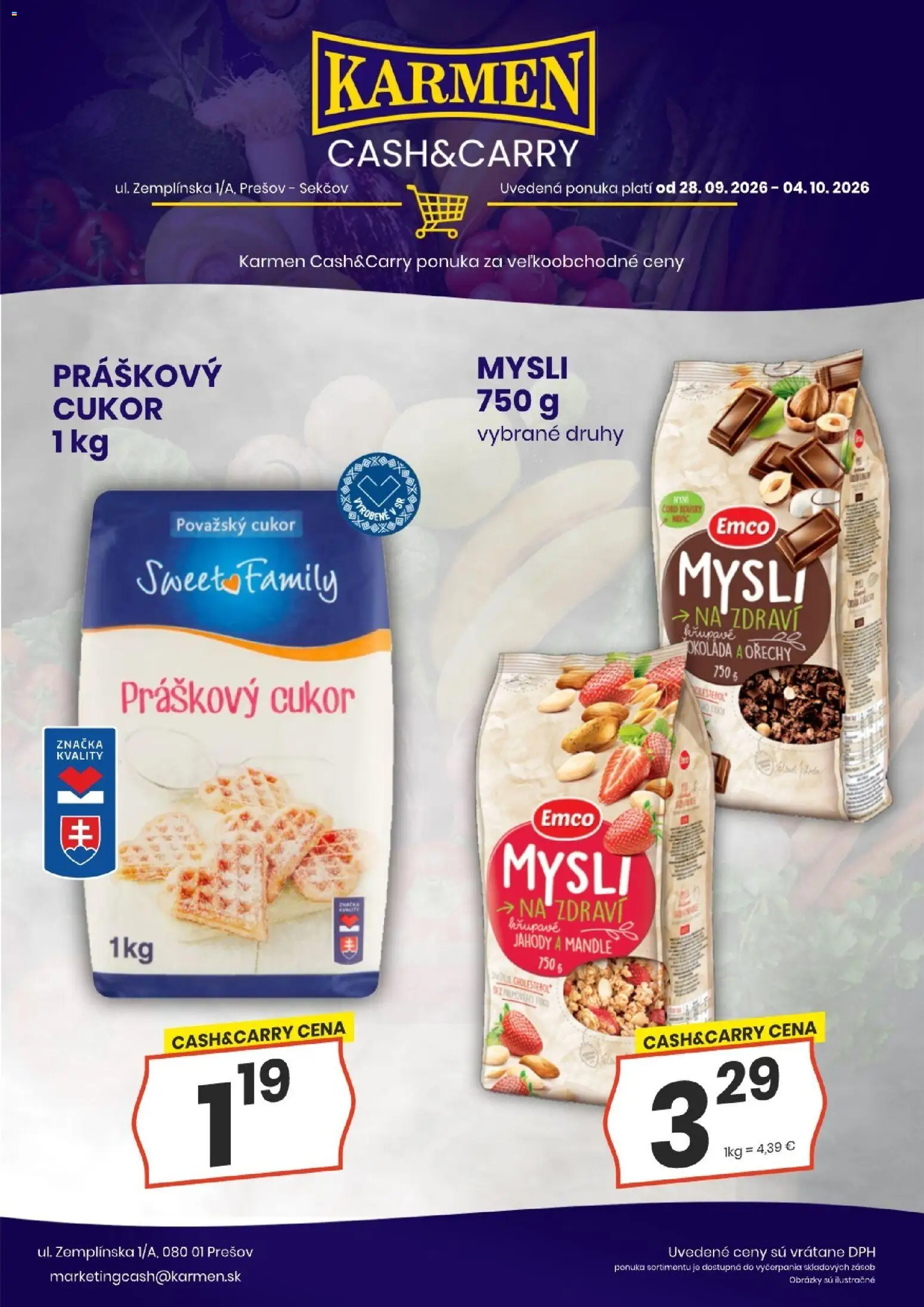 Nové KARMEN CBA akcie – leták je platný od 28.09.2026 | Strana: 6 | Produkty: Práškový cukor, Cukor, Jahody, Orechy
