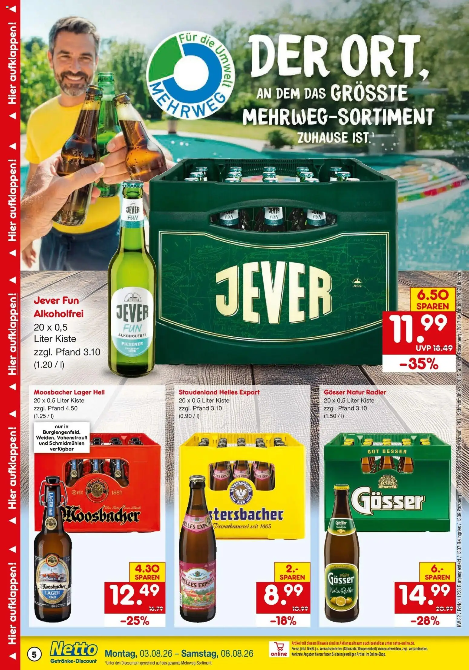 Netto Marken-Discount Prospekt Burglengenfeld – gültig ab 03.08.2026 | Seite: 5 | Produkte: Radler, Jever
