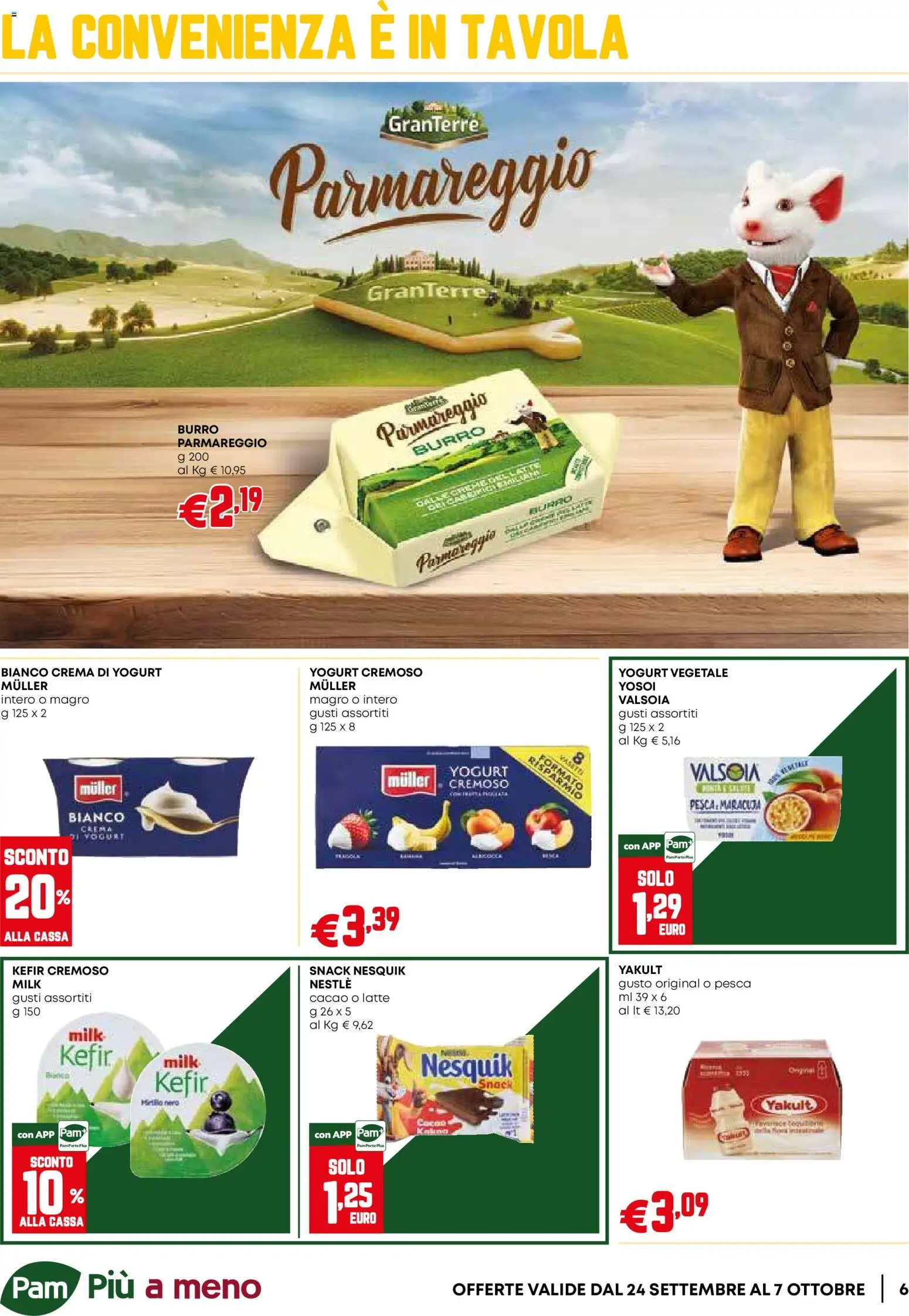 Volantino PAM del 24/09/2026 | Pagina: 6 | Prodotti: Kefir, Crema, Cacao, Yogurt vegetale