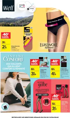 Carrefour - Prévisualisation de Collant Body Galbe Jambes Galbées, 62% polyamide - 38% élasthanne. Noir. Taille 1 à 6. Existe aussi en Sans Démarcation. Taille 1 à 4. Voir prix en magasin. valide à partir de 22/09/2026 | Page: 73 | Produits: Ceinture, Collants, Body, Collant