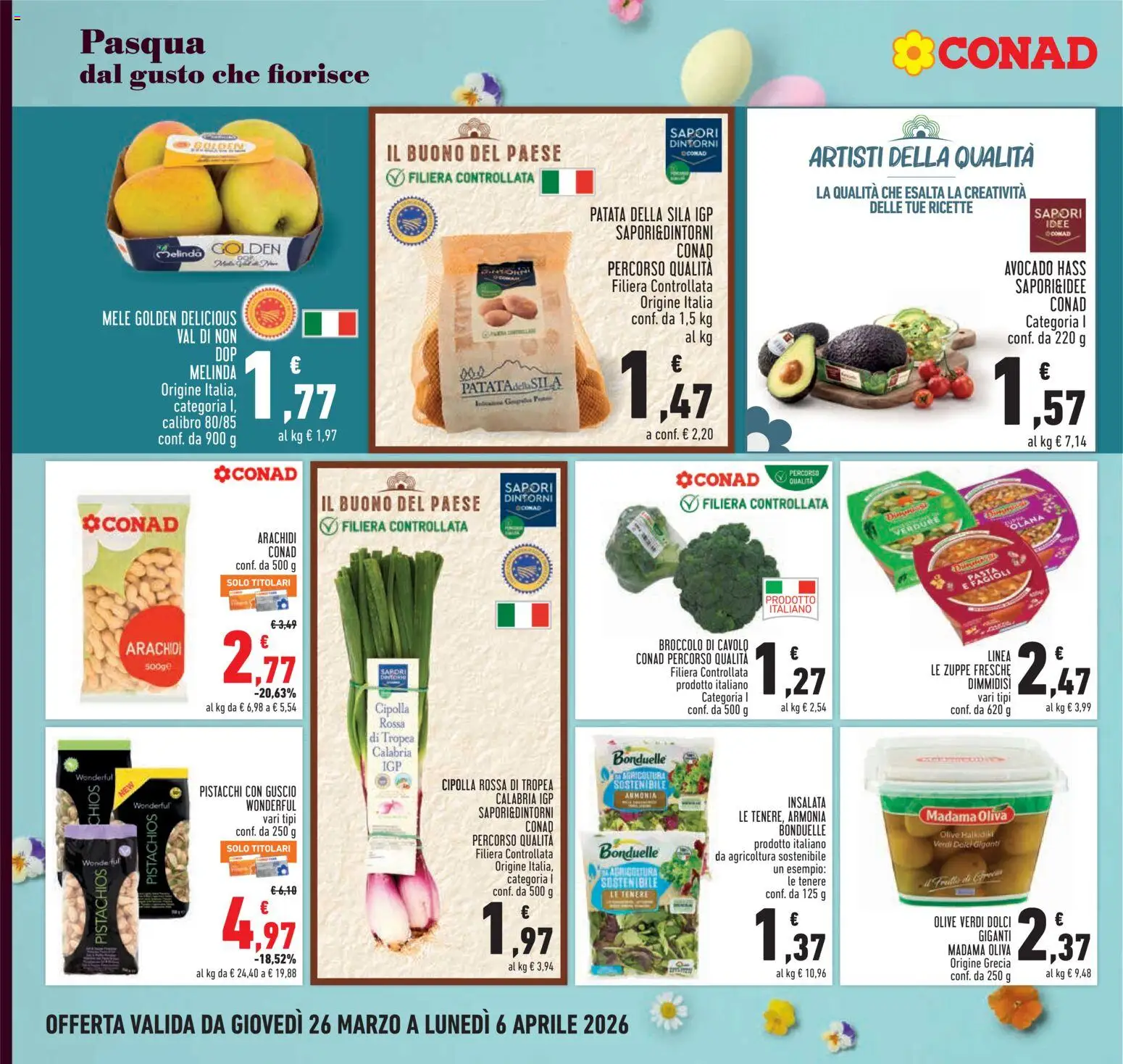 Volantino Conad del 26.03.2026 | Pagina: 4 | Prodotti: Mele, Avocado, Verdure, Pistacchi