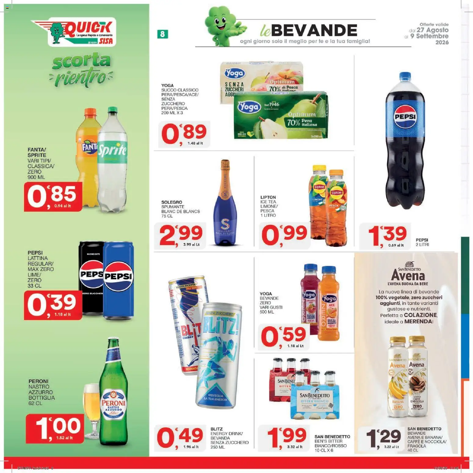 Volantino SISA del 27/08/2026 | Pagina: 8 | Prodotti: Caffè, Succo, Bevande, Bottiglia