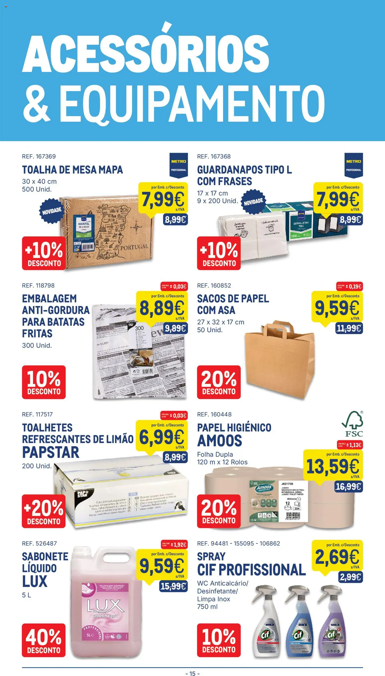 Makro folheto │ válido de 20/10/2026 | Página: 15 | Produtos: Guardanapos, Sabonete, Limpa inox, Mesa