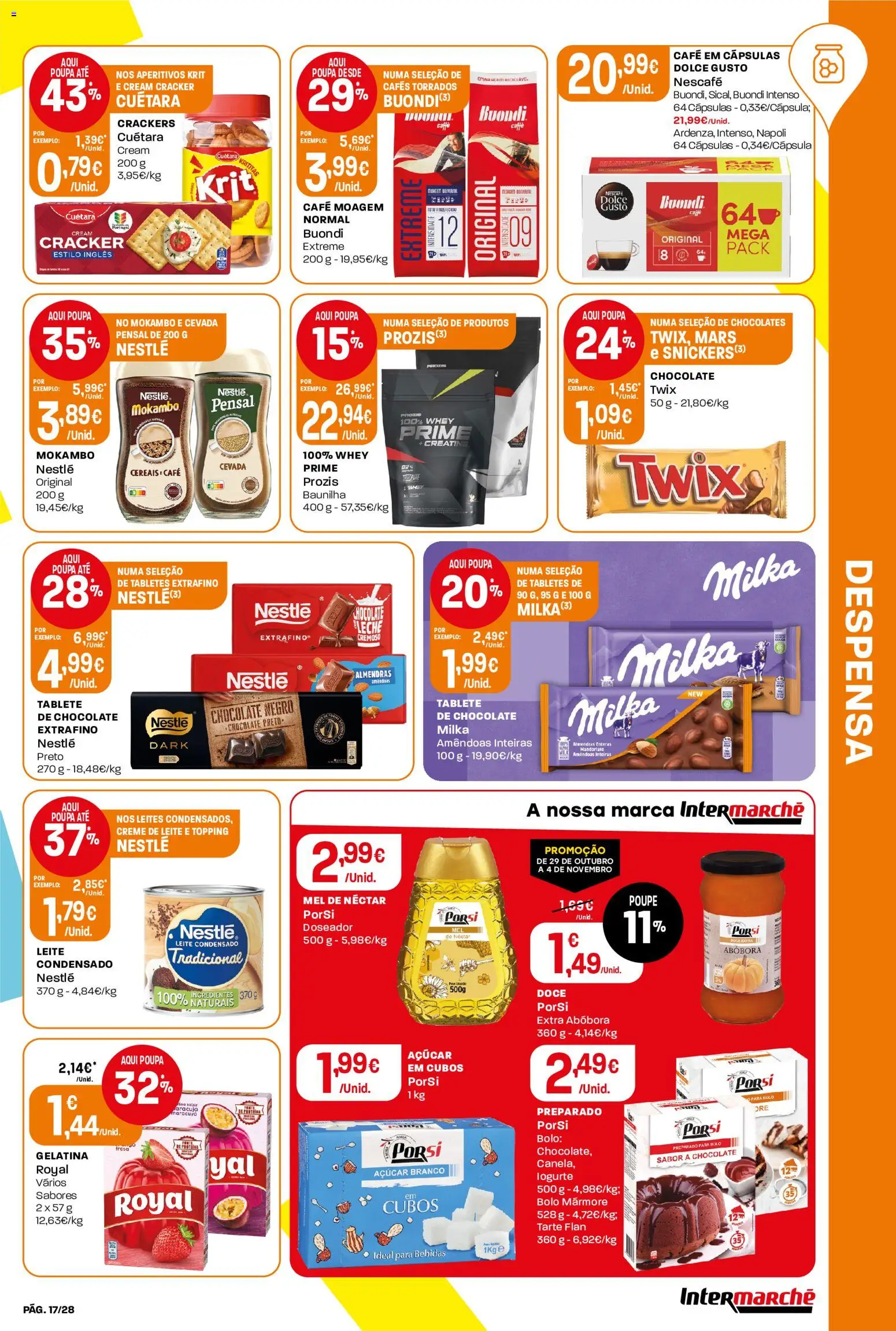 Intermarché folheto Contact │ válido de 29/10/2026 | Página: 17 | Produtos: Baunilha, Amêndoas, Leite condensado, Cápsulas