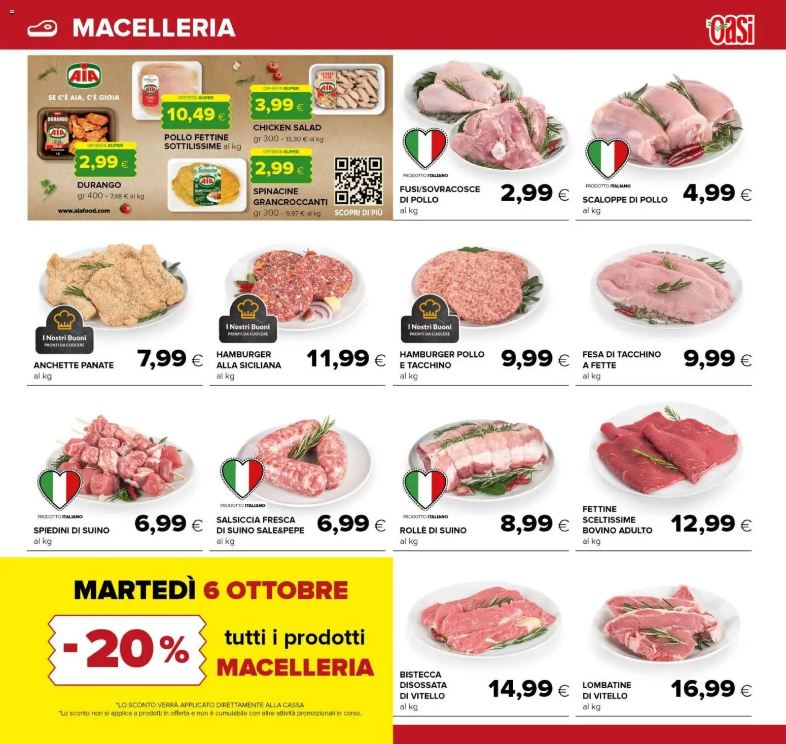 Volantino Oasi del 25/09/2026 | Pagina: 5 | Prodotti: Pollo, Suino, Salsiccia, Bistecca