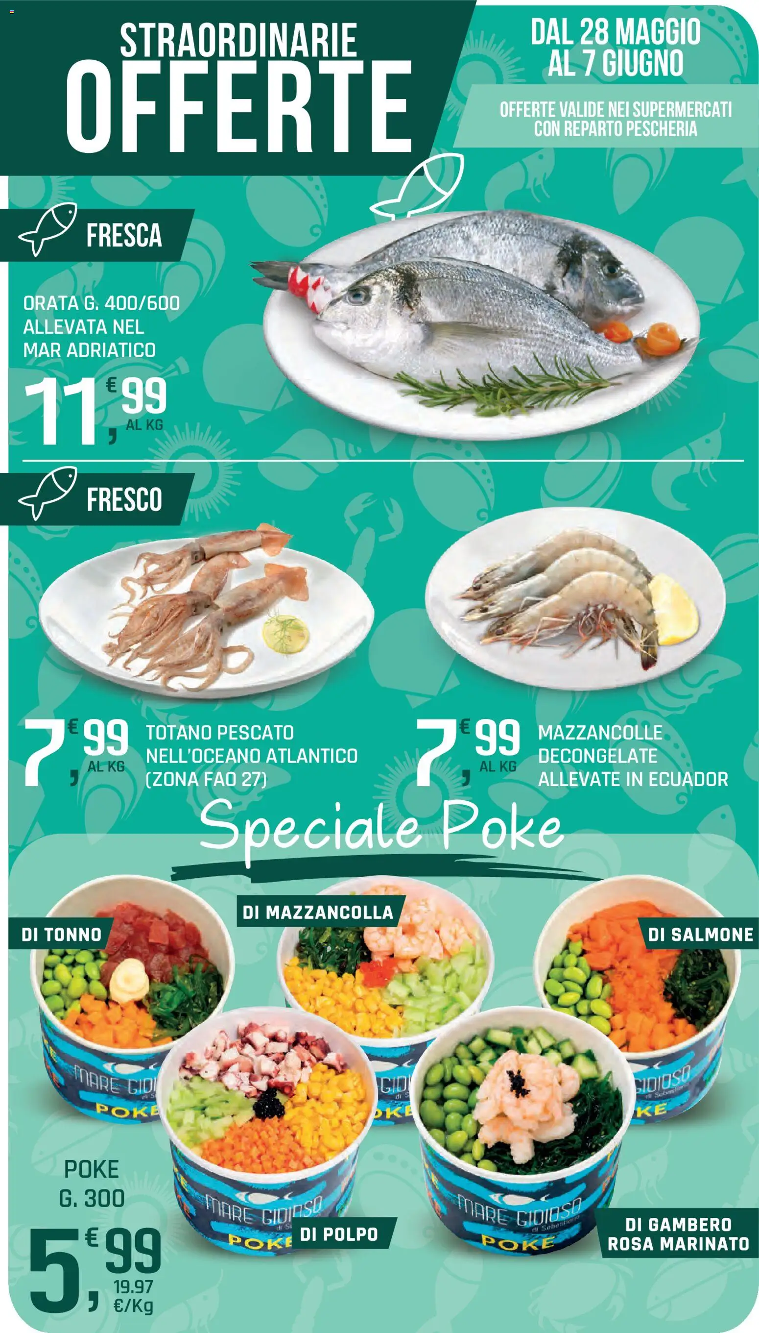 Volantino DOK del 28.05.2026 | Pagina: 21 | Prodotti: Salmone, Polpo, Orata, Tonno