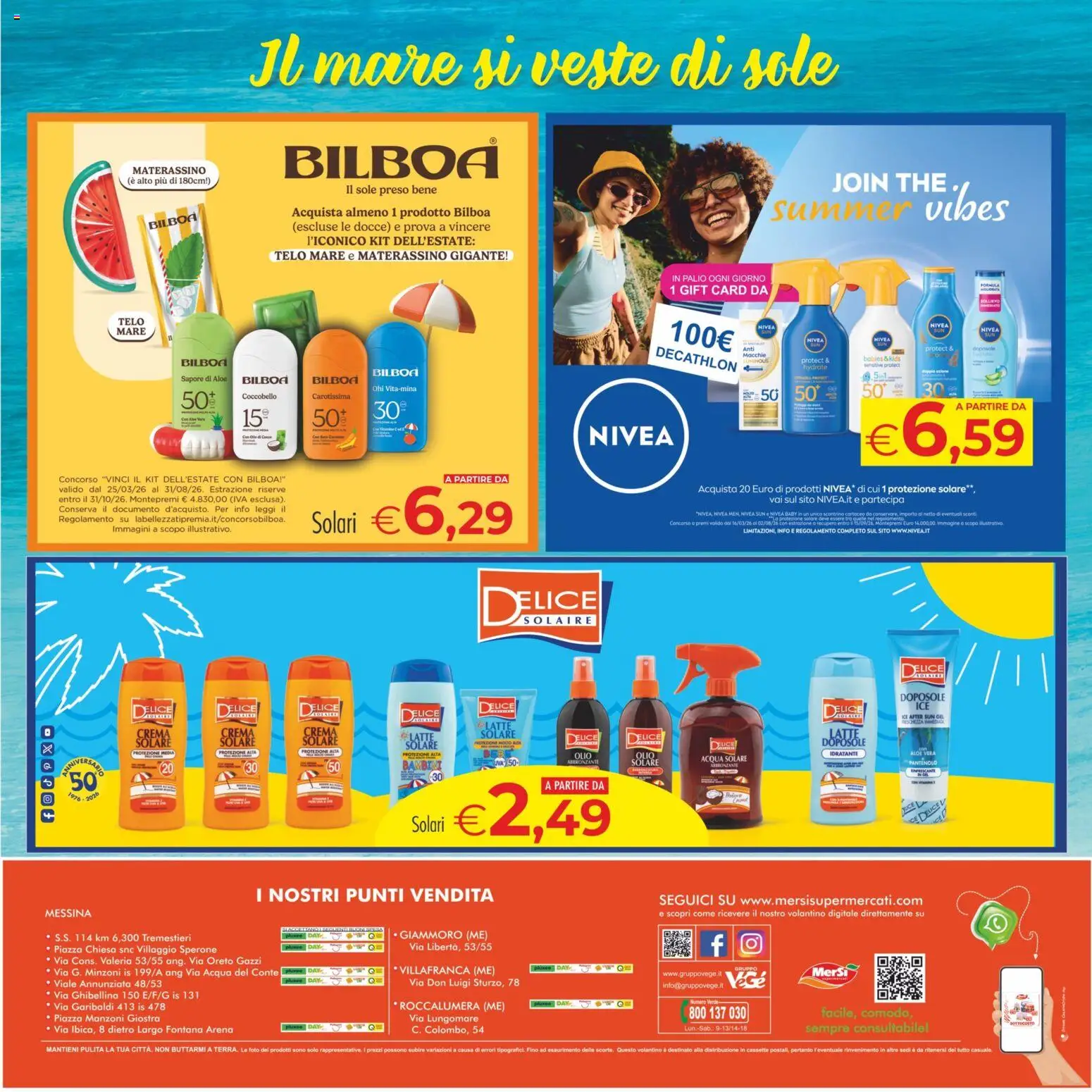 Volantino MerSi Supermercati del 29/07/2026 | Pagina: 16 | Prodotti: Crema, Crema solare, Acqua solare, Protezione solare