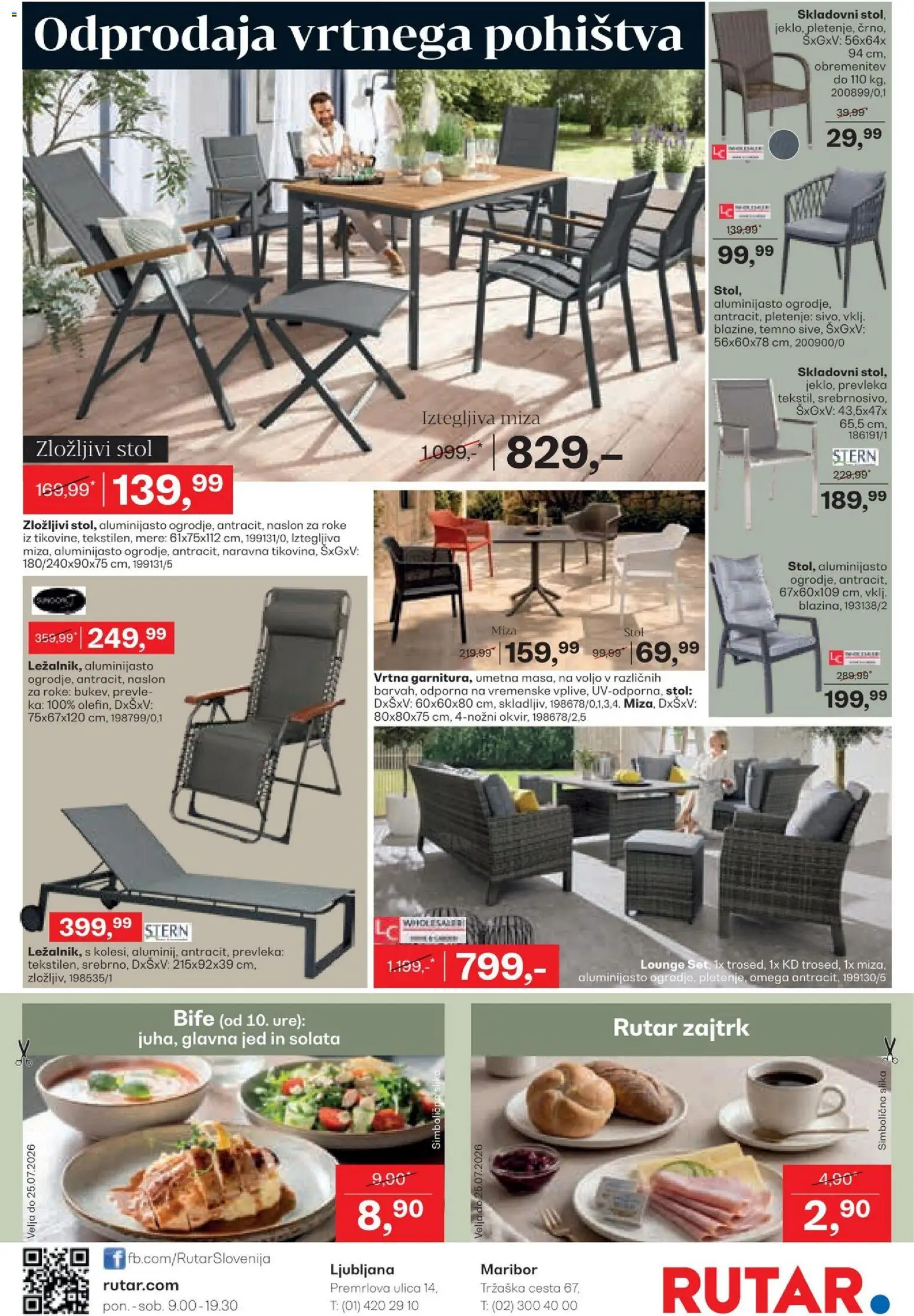 Novi Rutar katalog ponudbe – veljaven od 22.07.2026 | Stran: 16 | Izdelki: Prevleka, Miza, Stol, Solata
