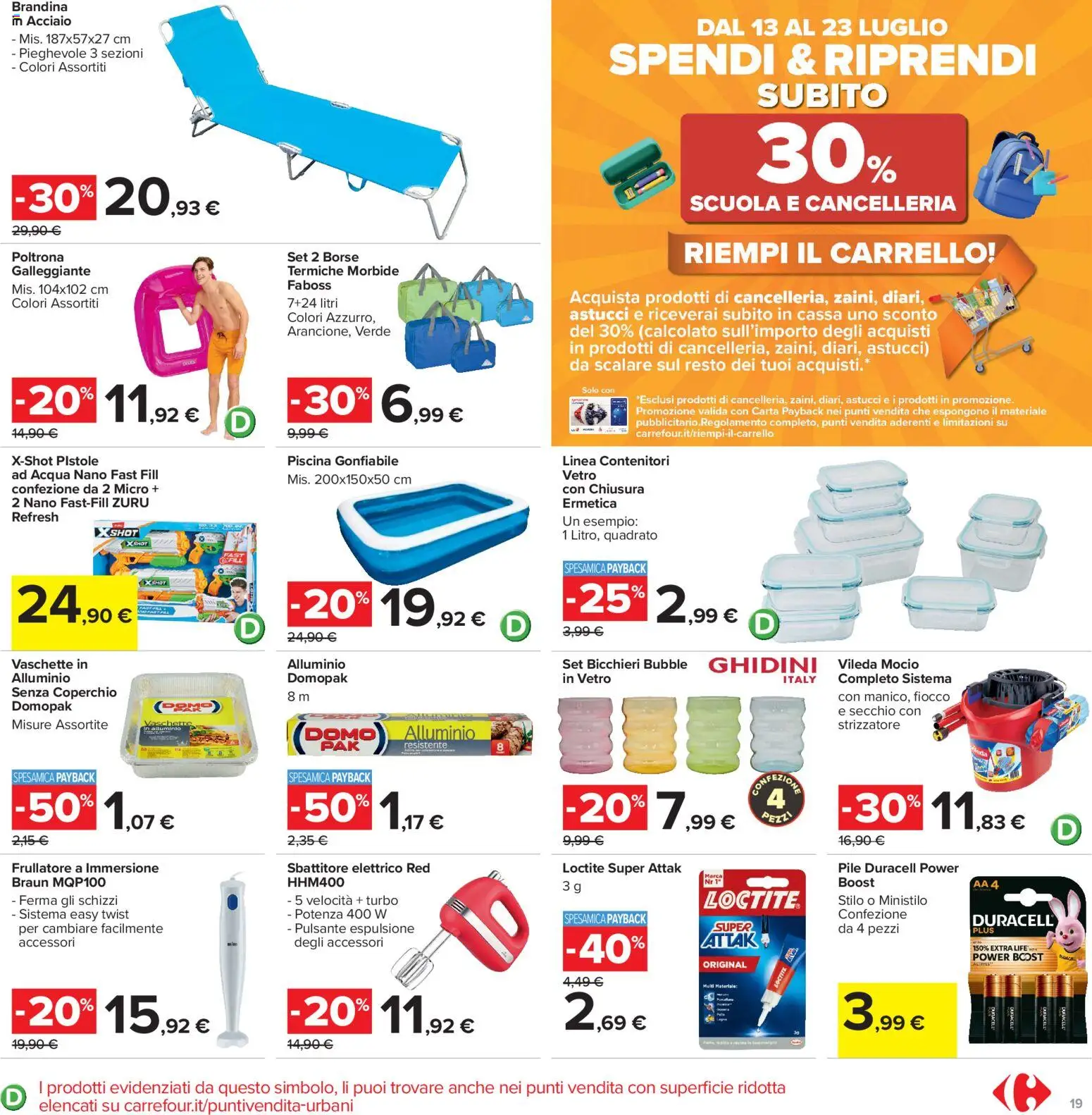 Volantino Carrefour del 13/07/2026 | Pagina: 19 | Prodotti: Sbattitore, Mocio, Secchio, Poltrona