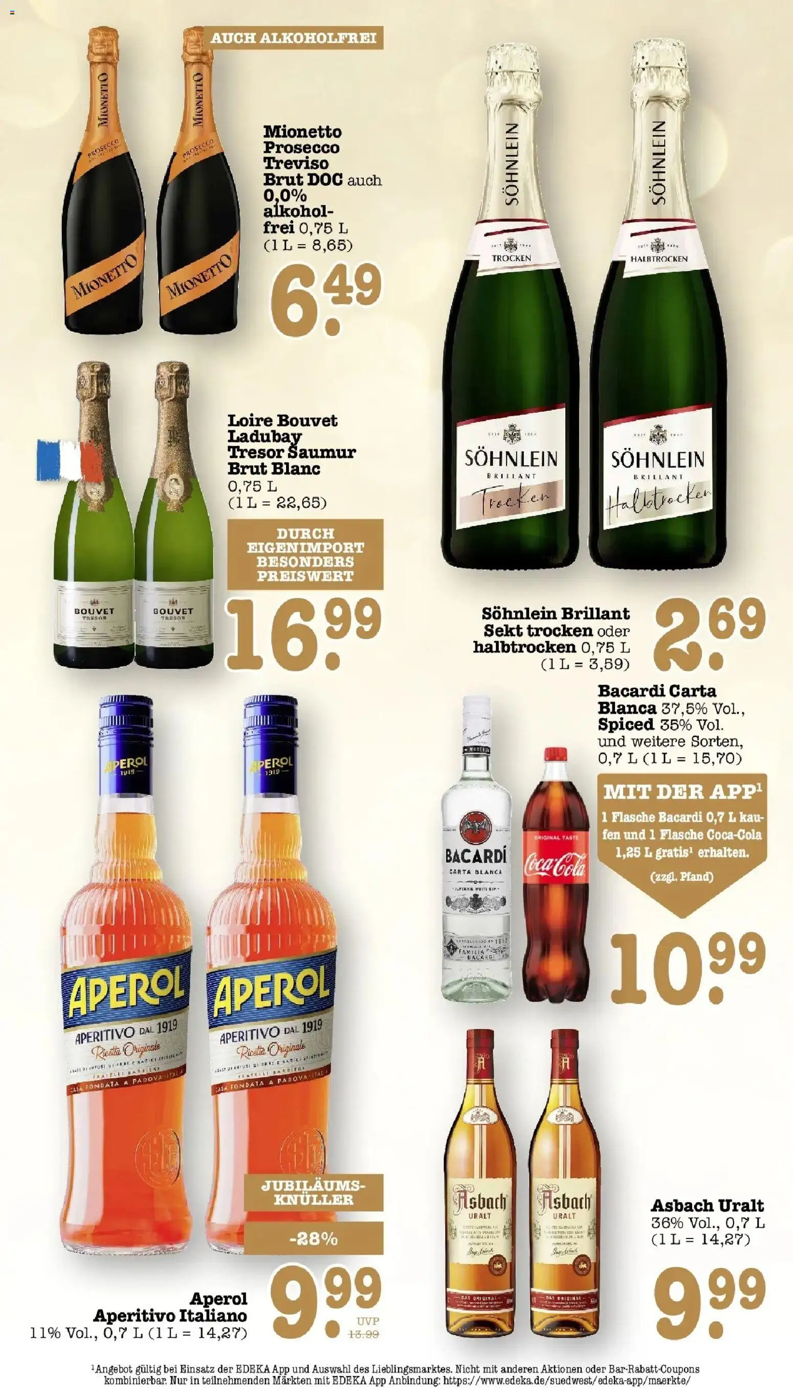 E center Prospekt Frankfurt-Sachsenhausen (ab 14.09.2026) zum Blättern | Seite: 54 | Produkte: Bacardi, Alkohol, Aperol, Asbach