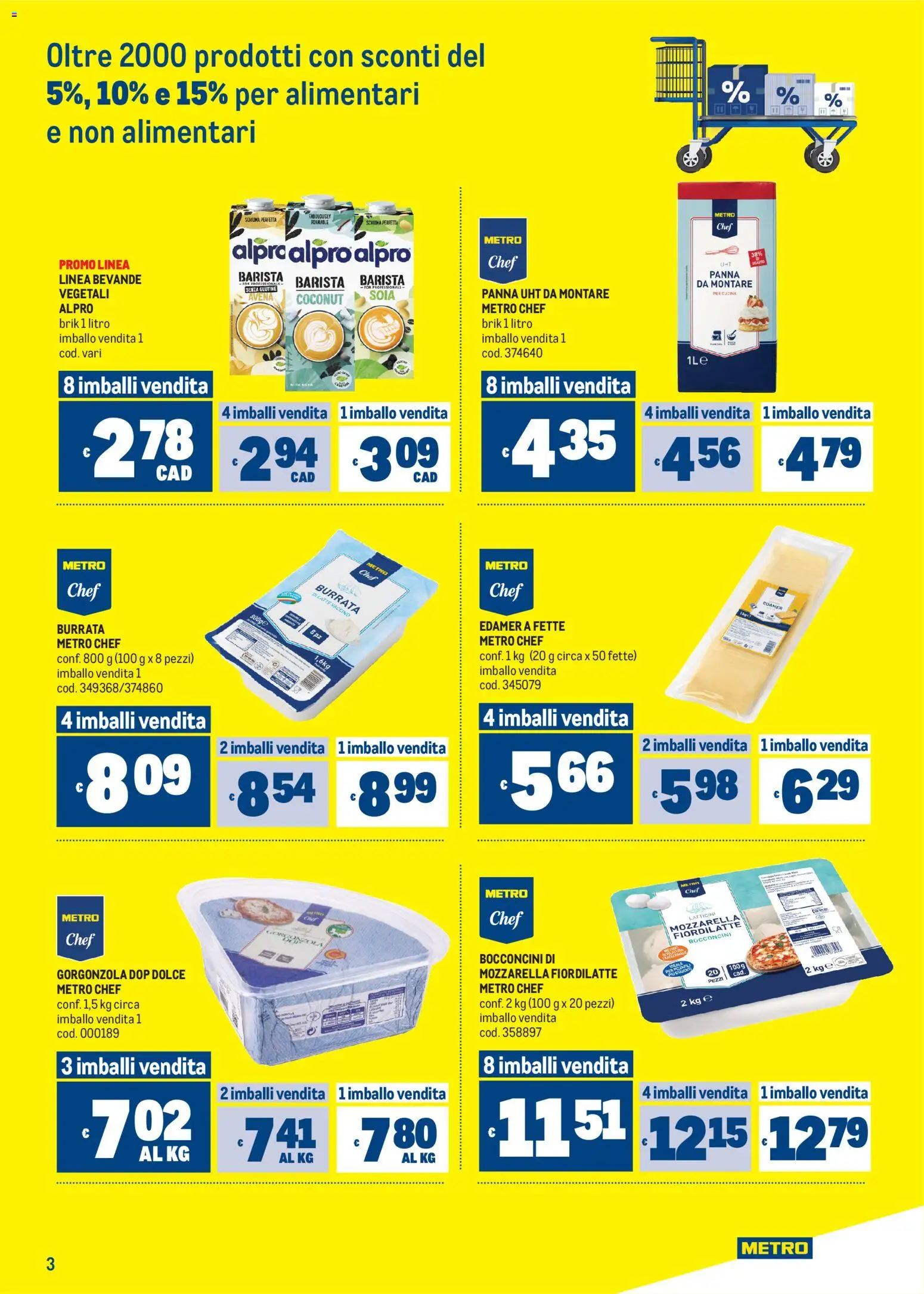 Volantino Metro del 24/09/2026 | Pagina: 3 | Prodotti: Schiuma, Panna, Panna da montare, Gorgonzola