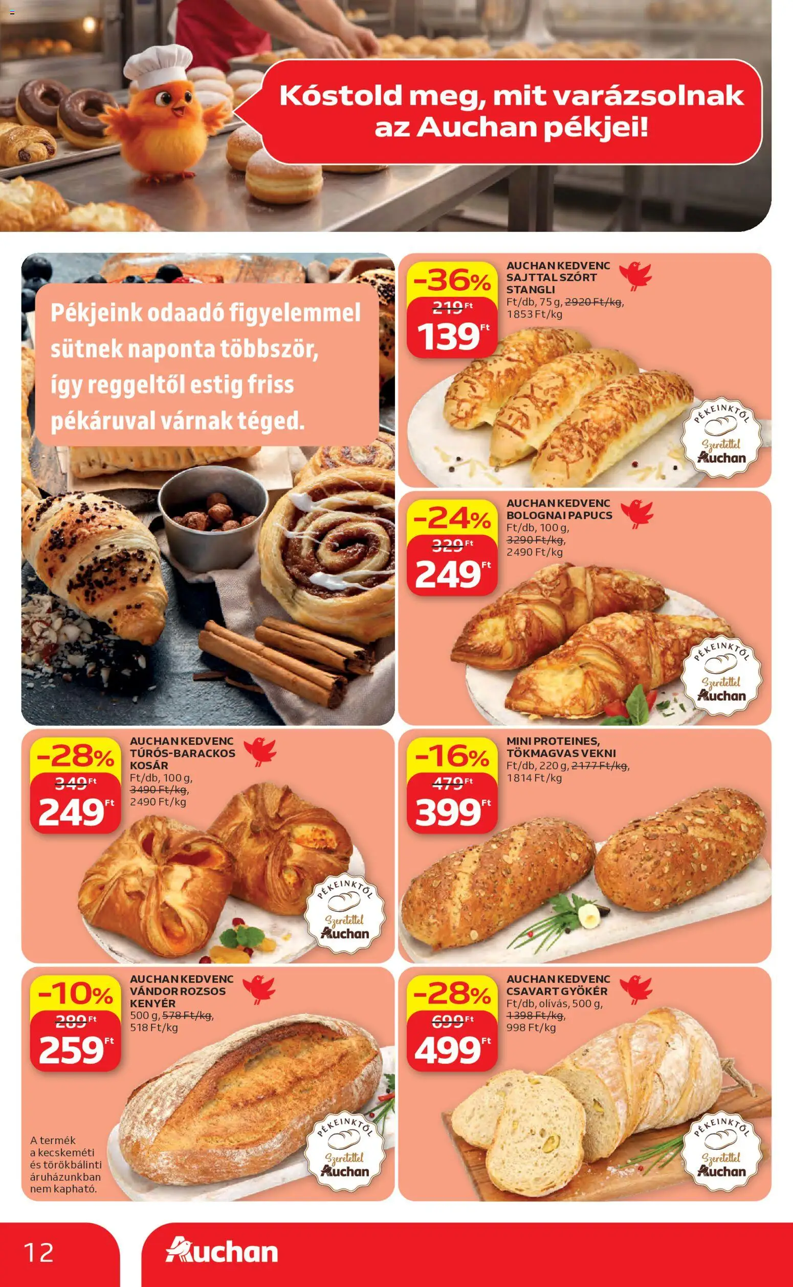 Auchan akciós ujság - amely érvényes a következő dátumtól: 07.05.2026 | Oldal: 12 | Termékek: Papucs, Stangli, Kosár, Kenyér