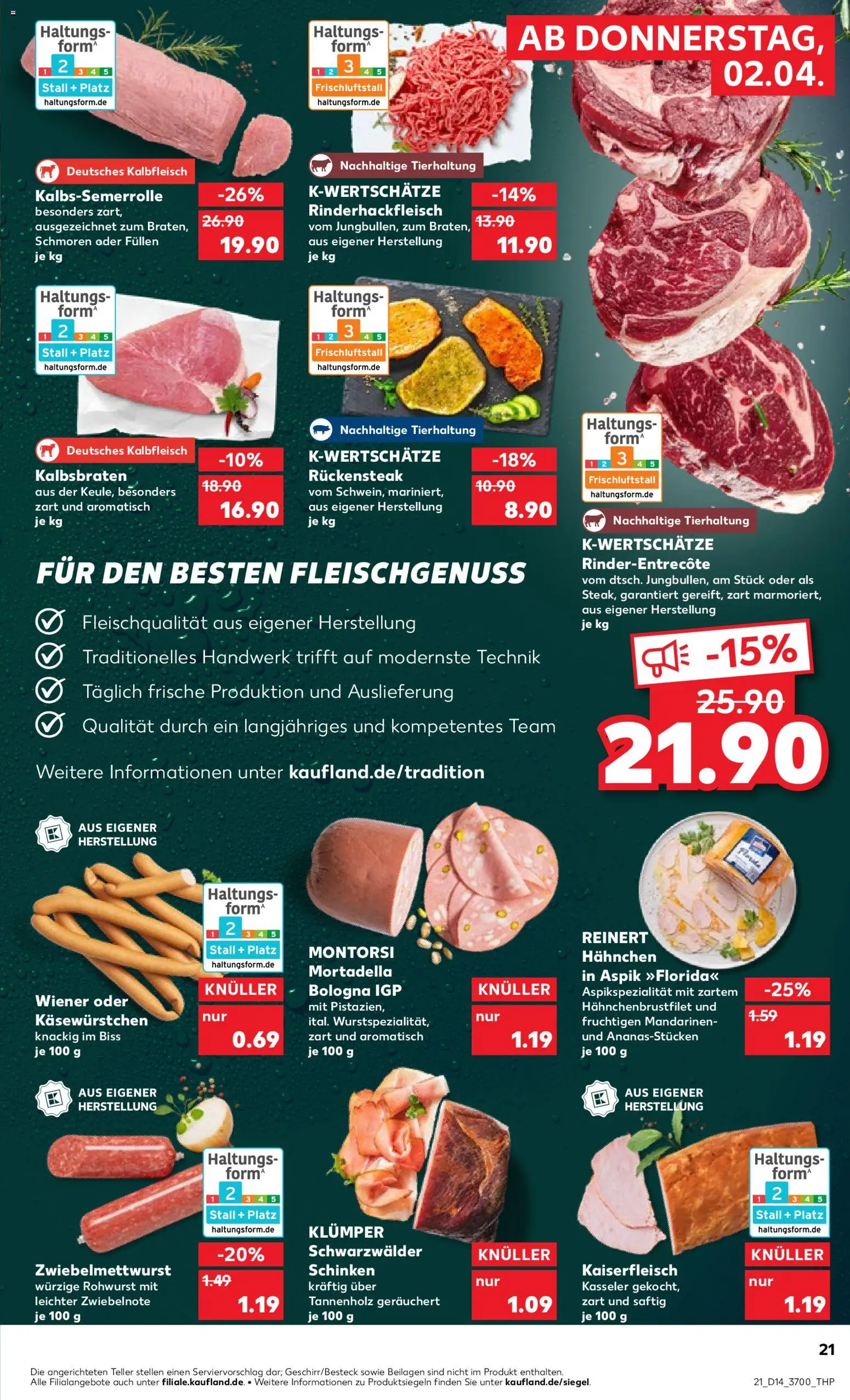 Kaufland Prospekt Rostock	 – gültig ab 02.04.2026 | Seite: 21 | Produkte: Hahnchen, Mandarinen, Pistazien, Schinken