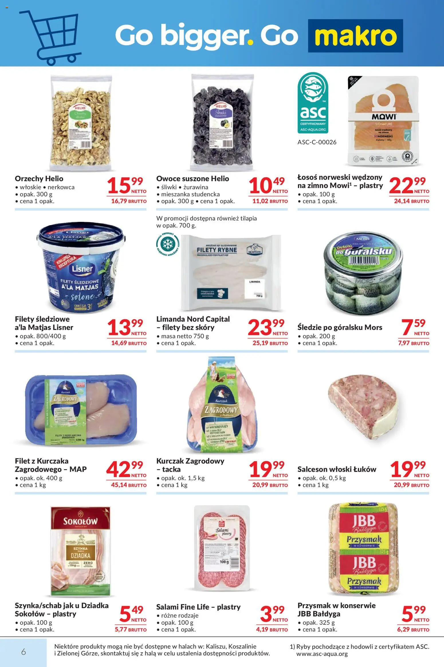 Makro gazetka od 15.09.2026 | Strona: 6 | Produkty: Filet z kurczaka, Tilapia, Omega, Salami