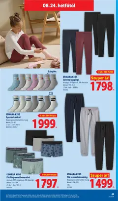 ESMARA KIDS Fiú biopamut boxeralsó, Anyaga: 95% biopamut, 5% elasztán Méret: 134-164 - amely érvényes a következő dátumtól: 2026.08.19. | Oldal: 45