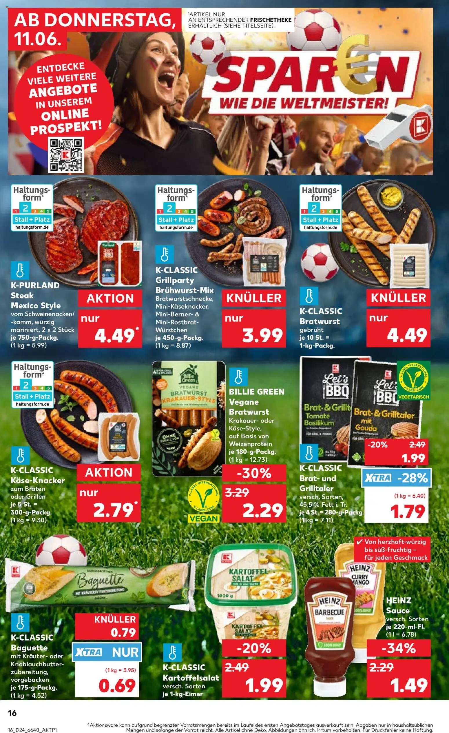 Kaufland Německo leták od 11.06.2026 | Strana: 16 | Produkty: Gouda, Salát, Steak, Forma