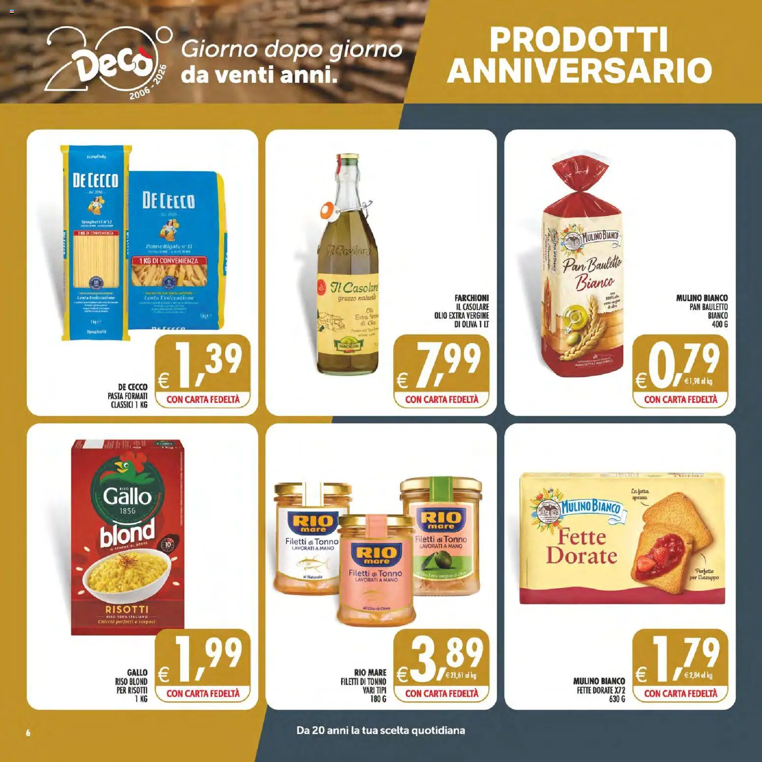 Volantino Decò del 23/10/2026 | Pagina: 6 | Prodotti: De Cecco, Pasta, Olio extra vergine, Penne
