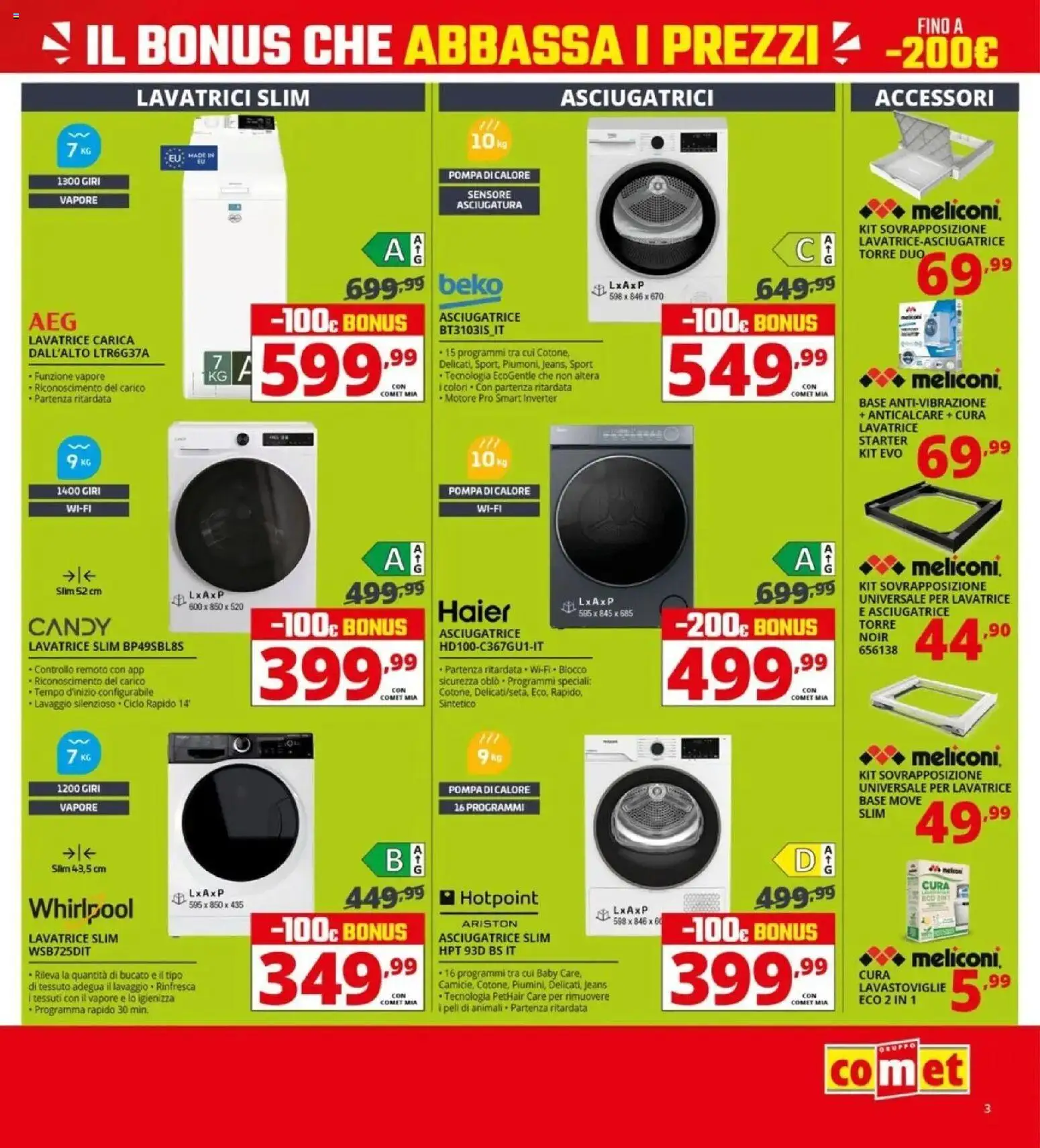 Volantino Comet del 10.04.2026 | Pagina: 3 | Prodotti: Jeans, Lavatrice, Asciugatrice, Lavastoviglie