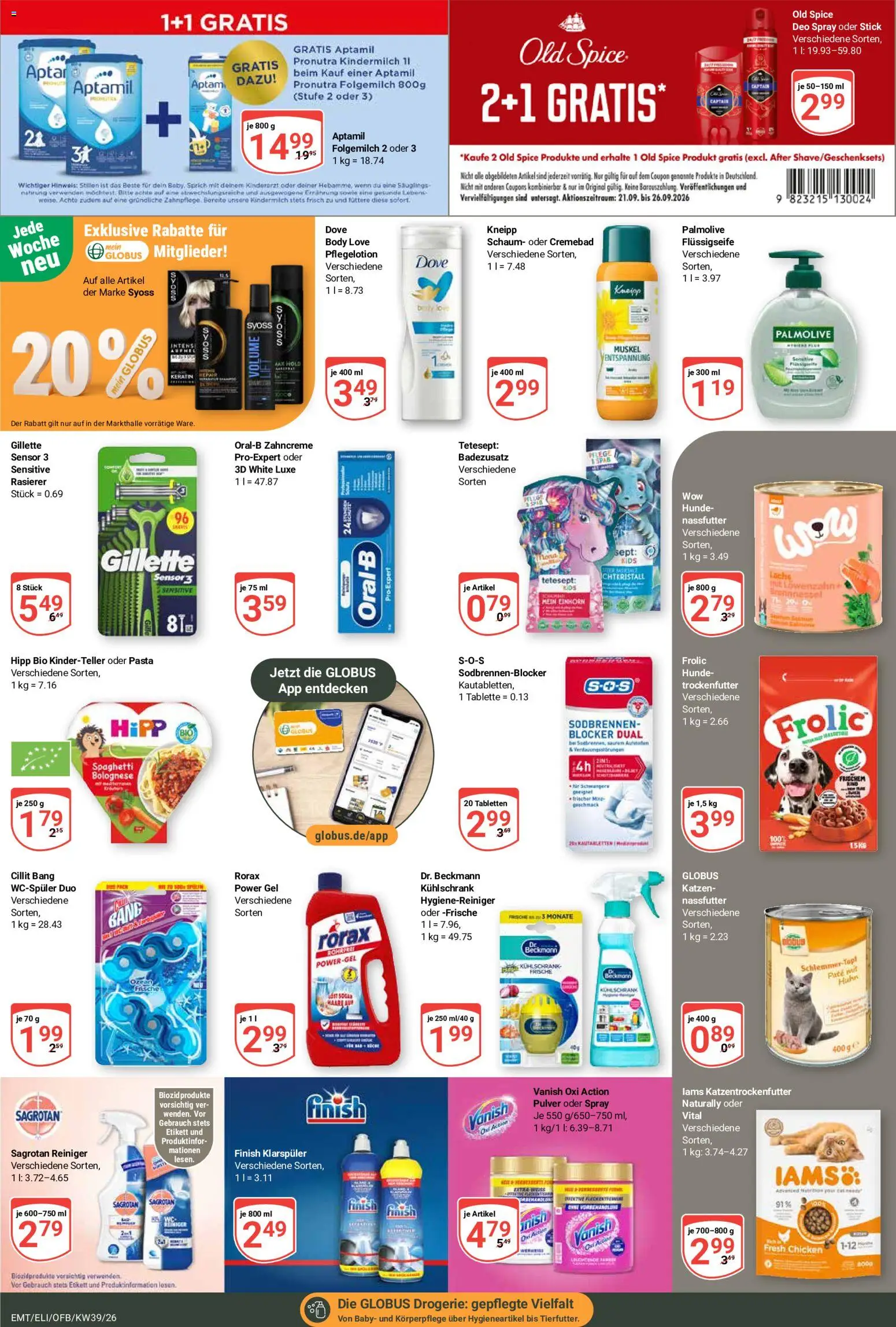 Globus Prospekt Erfurt – gültig ab 21.09.2026 | Seite: 24 | Produkte: Rasierer, Spaghetti, Klarspüler, Pasta