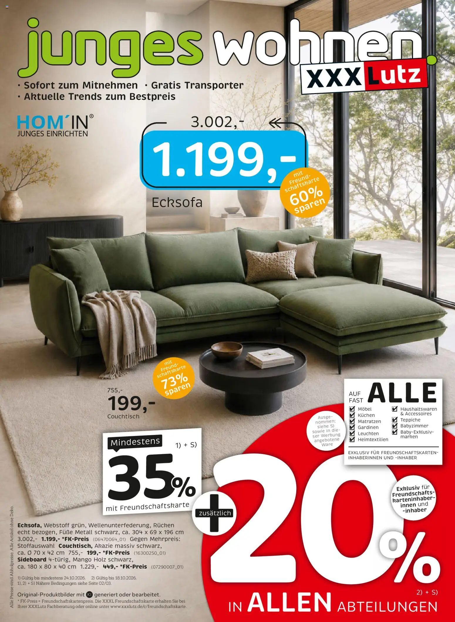 XXXLutz Junges Wohnen – gültig ab 10.10.2026 | Seite: 1 | Produkte: Sideboard, Couchtisch, Mango, Kuchen