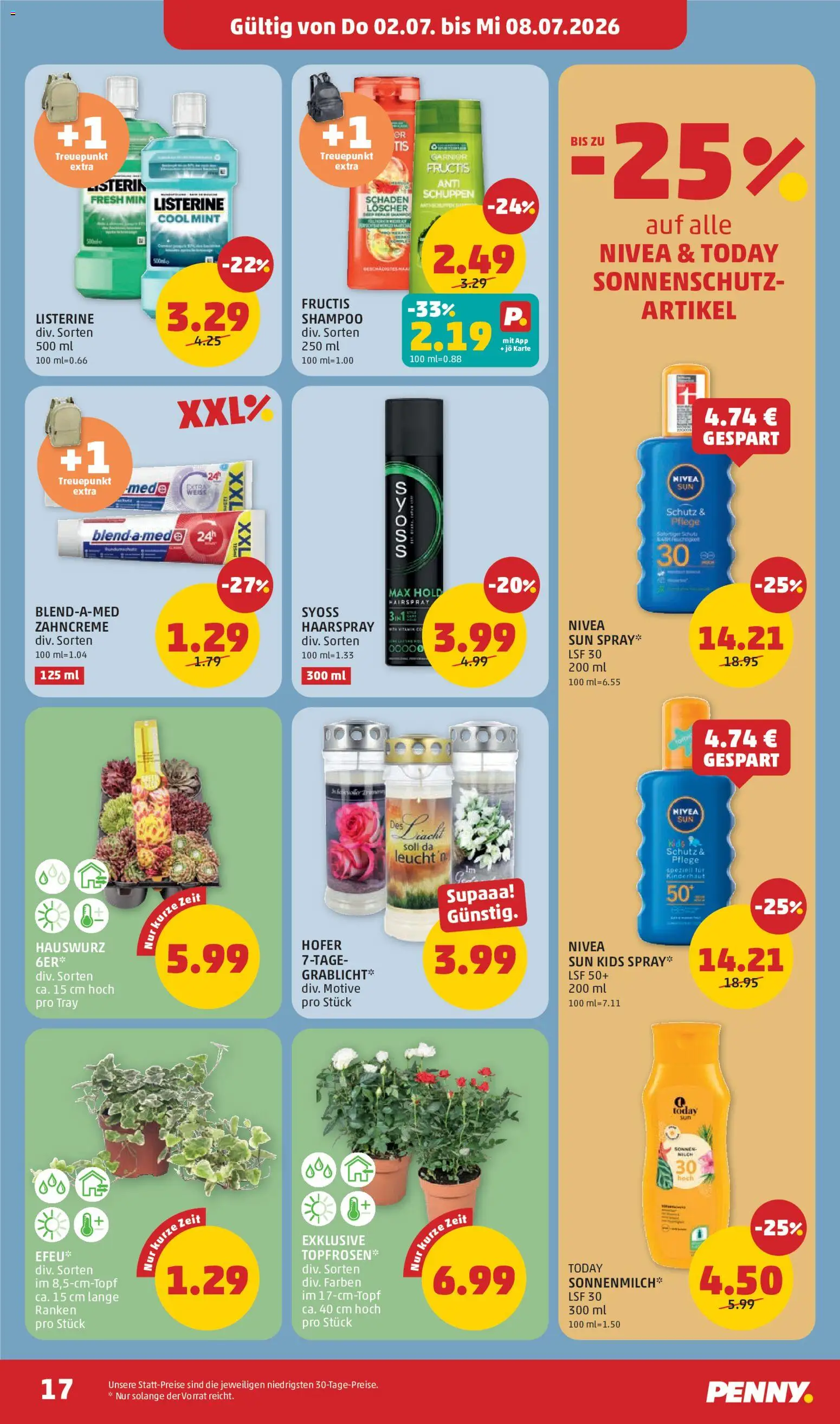 Penny Markt Flugblatt gültig ab 02.07.2026 | Seite: 17 | Produkte: Shampoo, Haarspray, Milch