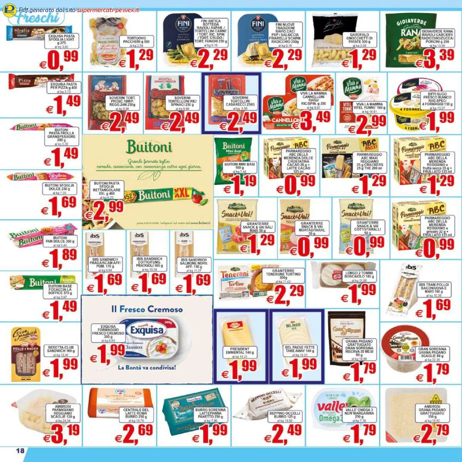 Volantino Pewex del 07.04.2026 | Pagina: 18 | Prodotti: Focaccia, Latte, Formaggio, Crackers