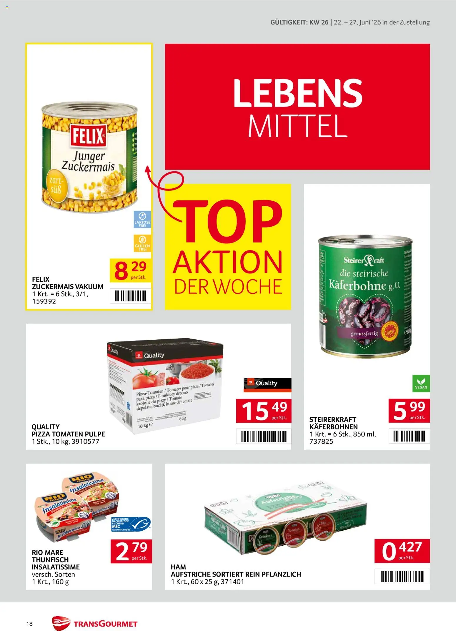 Transgourmet - Broschüre gültig ab 22.06.2026 | Seite: 18 | Produkte: Chili, Pizza, Tomaten