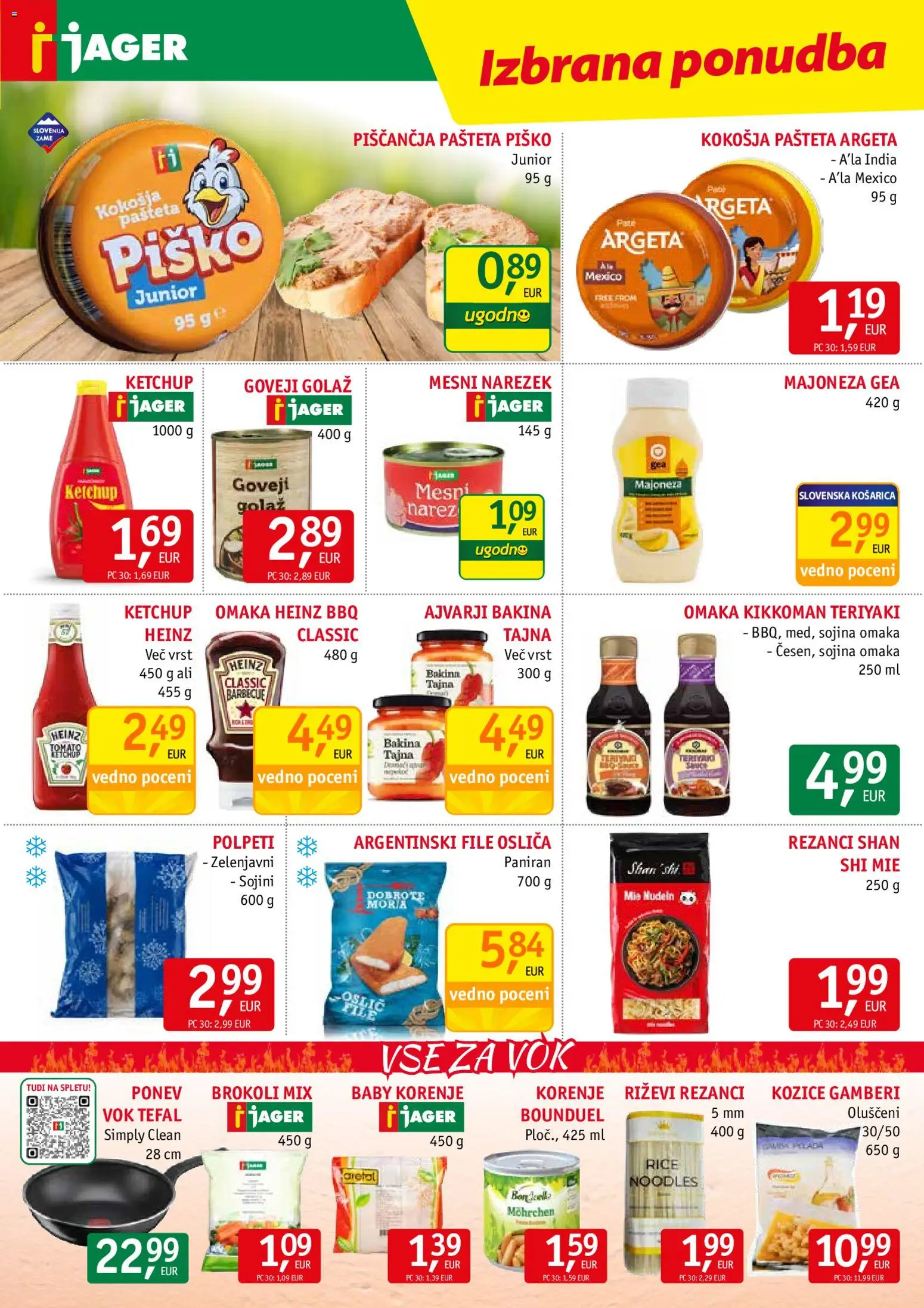 Novi Jager katalog ponudbe – veljaven od 02.09.2026 | Stran: 9 | Izdelki: Oslič, Kozice, Korenje, Omaka