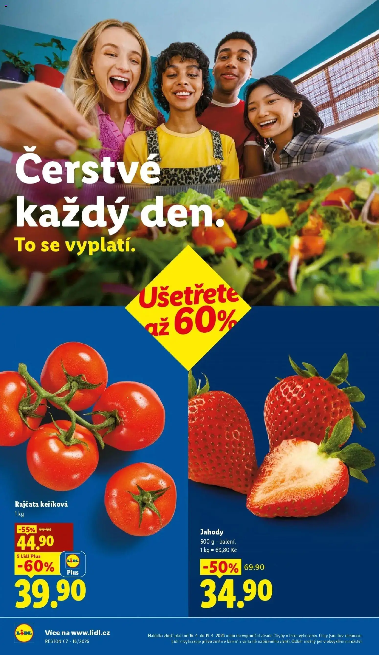 Lidl aktuální leták od 16.04.2026 | Strana: 10 | Produkty: Rajčata, Jahody