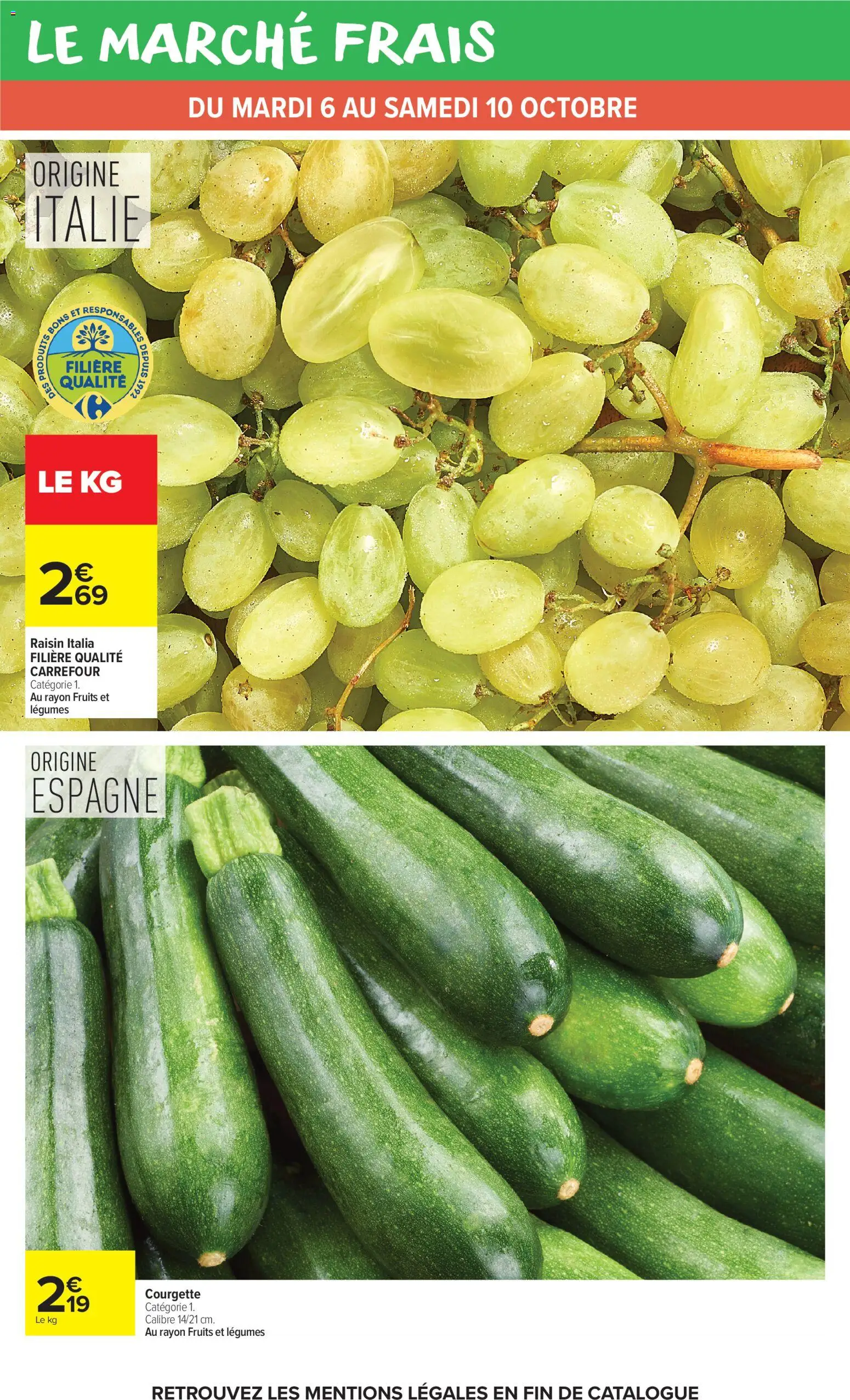 {H1} | Page: 10 | Produits: Raisin, Courgette, Fruits