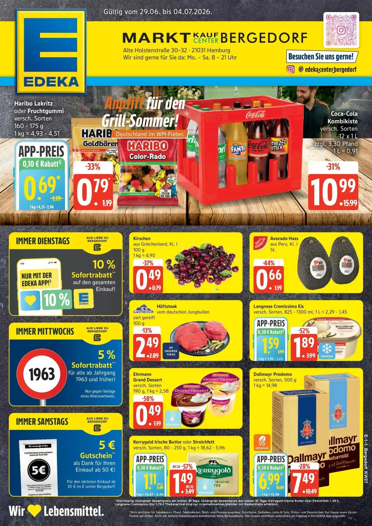 Edeka - EDEKA: Wochenangebote – gültig ab 28.06.2026 | Seite: 1 | Produkte: Butter, Kirschen, Dallmayr, Eis