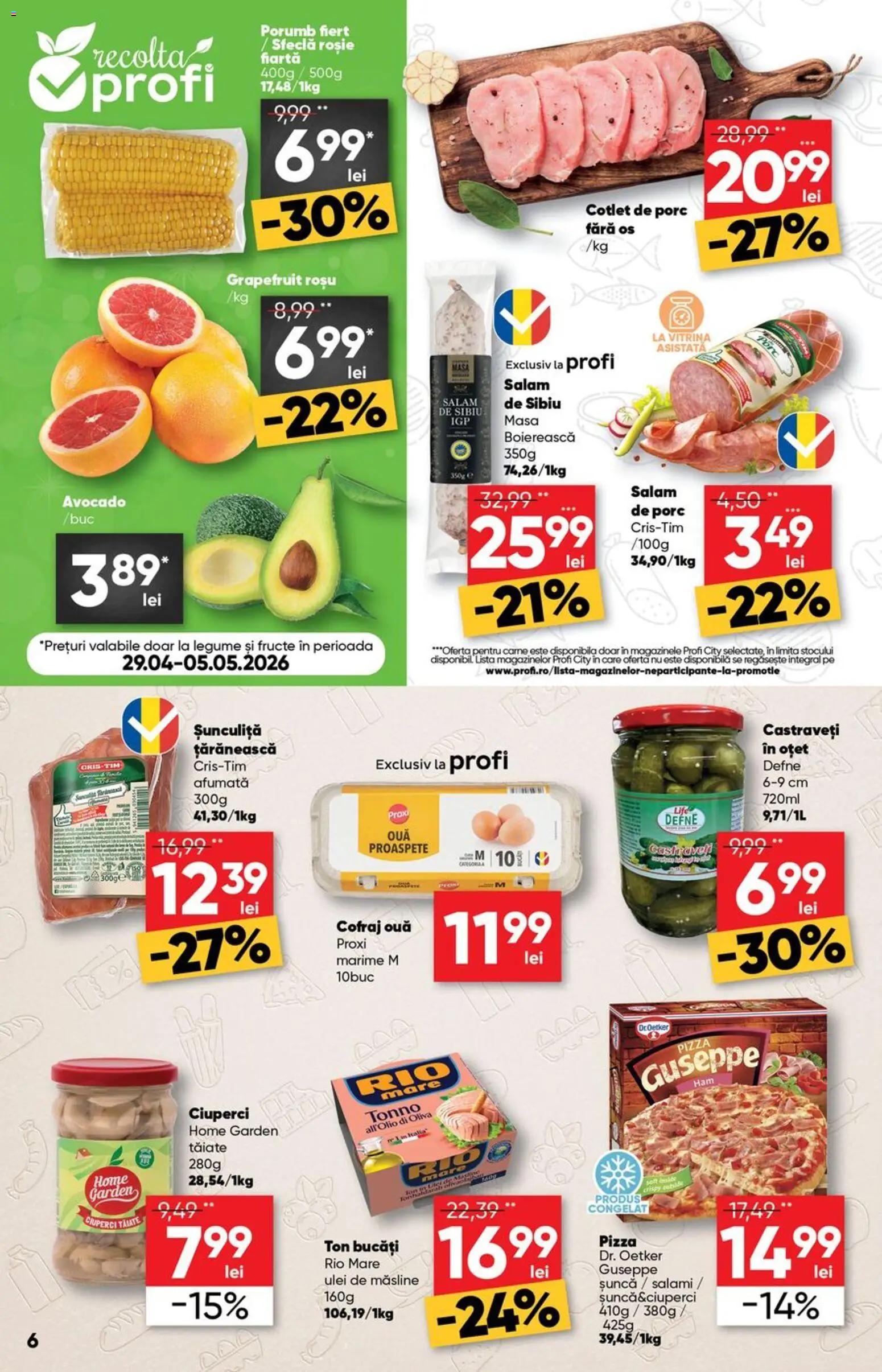 Noul catalog Profi – valabil de la 29.04.2026 | Pagină: 6 | Produse: Vitrină, Pizza, Avocado, Legume