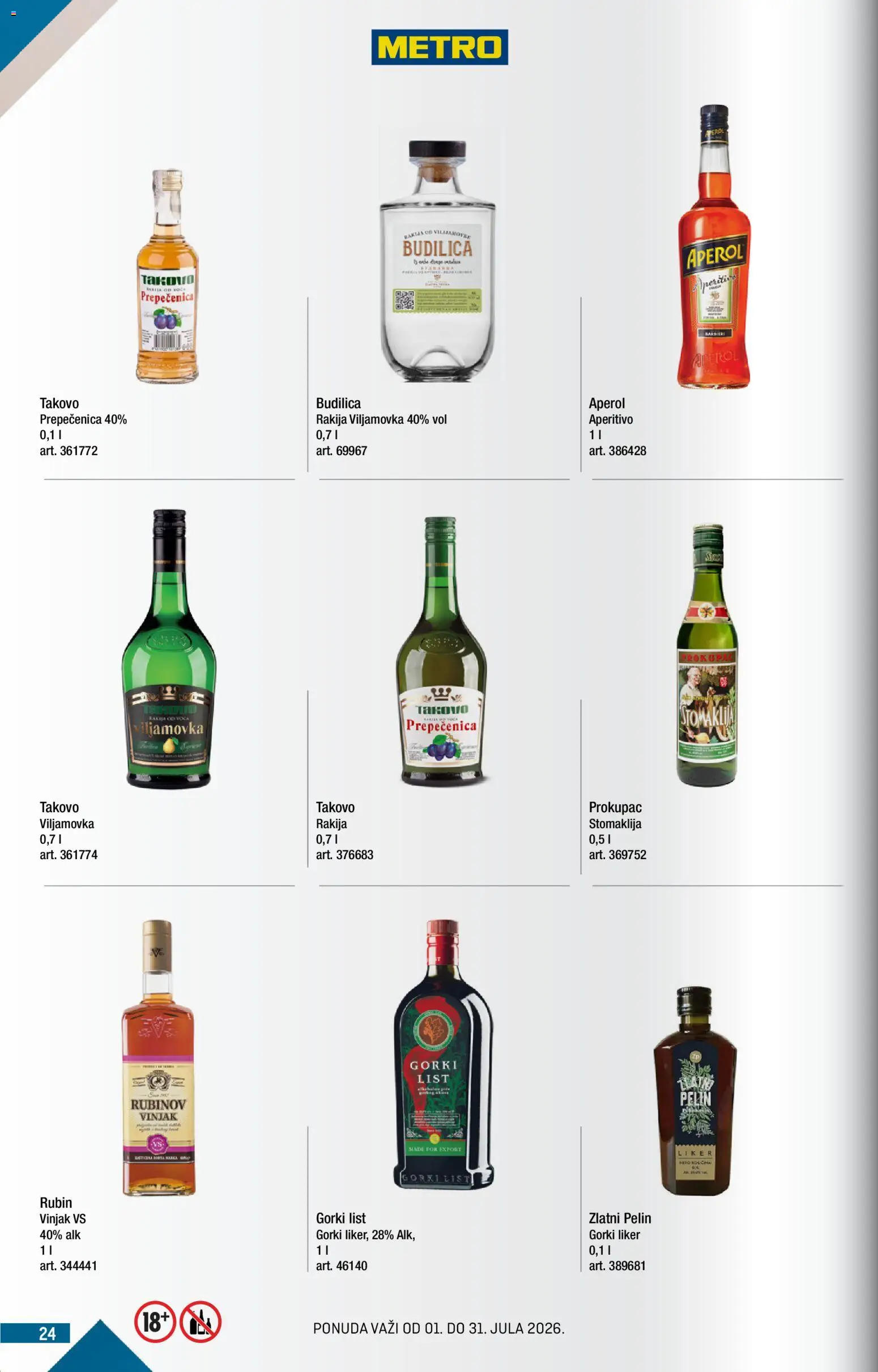 Metro katalog - važi od 01.07.2026 | Strana: 24 | Proizvode: Liker, Rakija