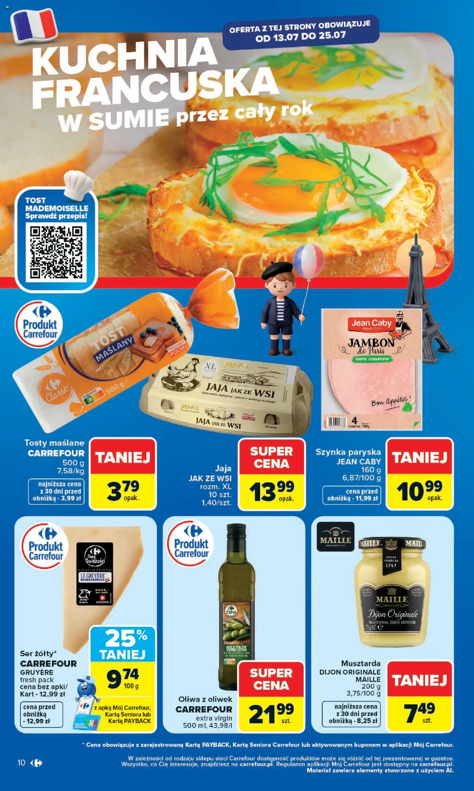 Carrefour gazetka od 13.07.2026 | Strona: 12 | Produkty: Oliwa z oliwek, Szynka, Musztarda, Ser
