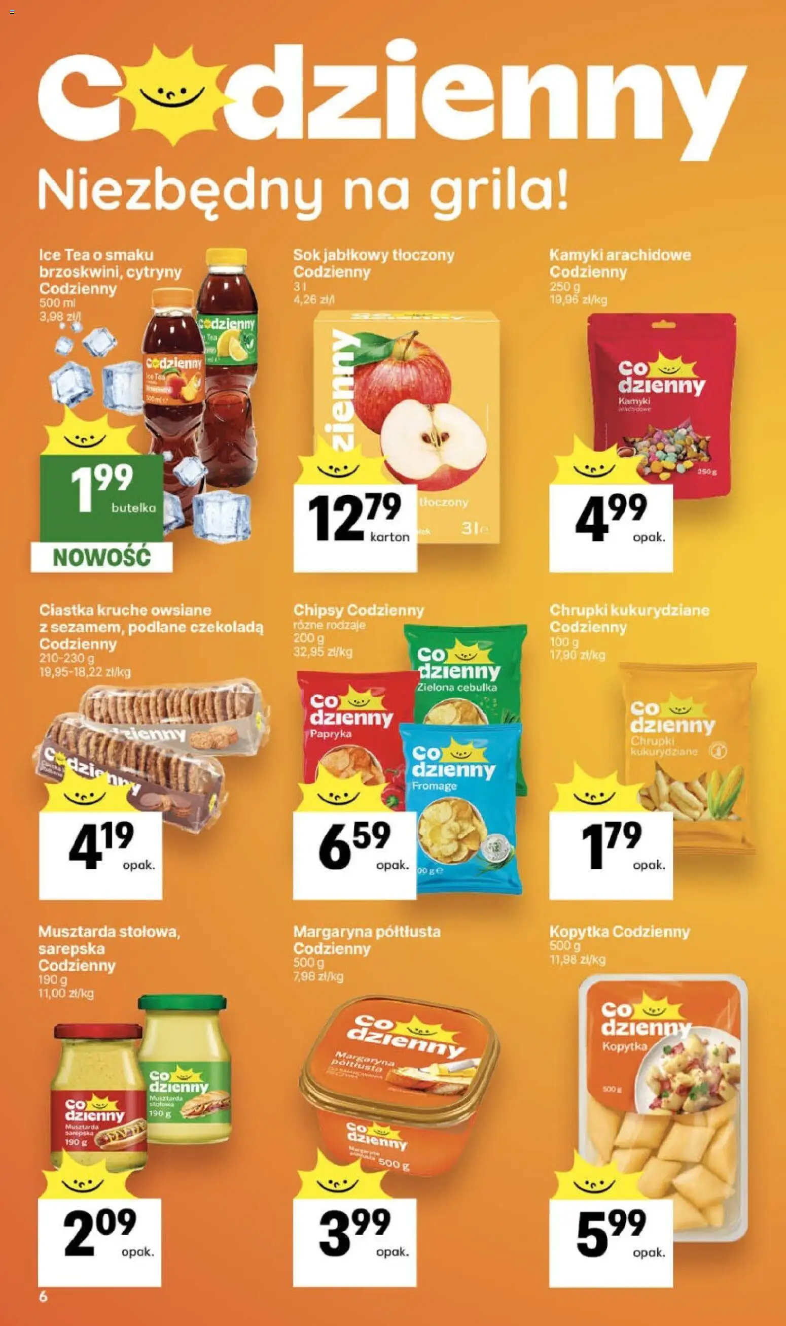 Delikatesy Centrum gazetka od 23.07.2026 | Strona: 6 | Produkty: Ice Tea, Chrupki, Sok jabłkowy tłoczony, Musztarda