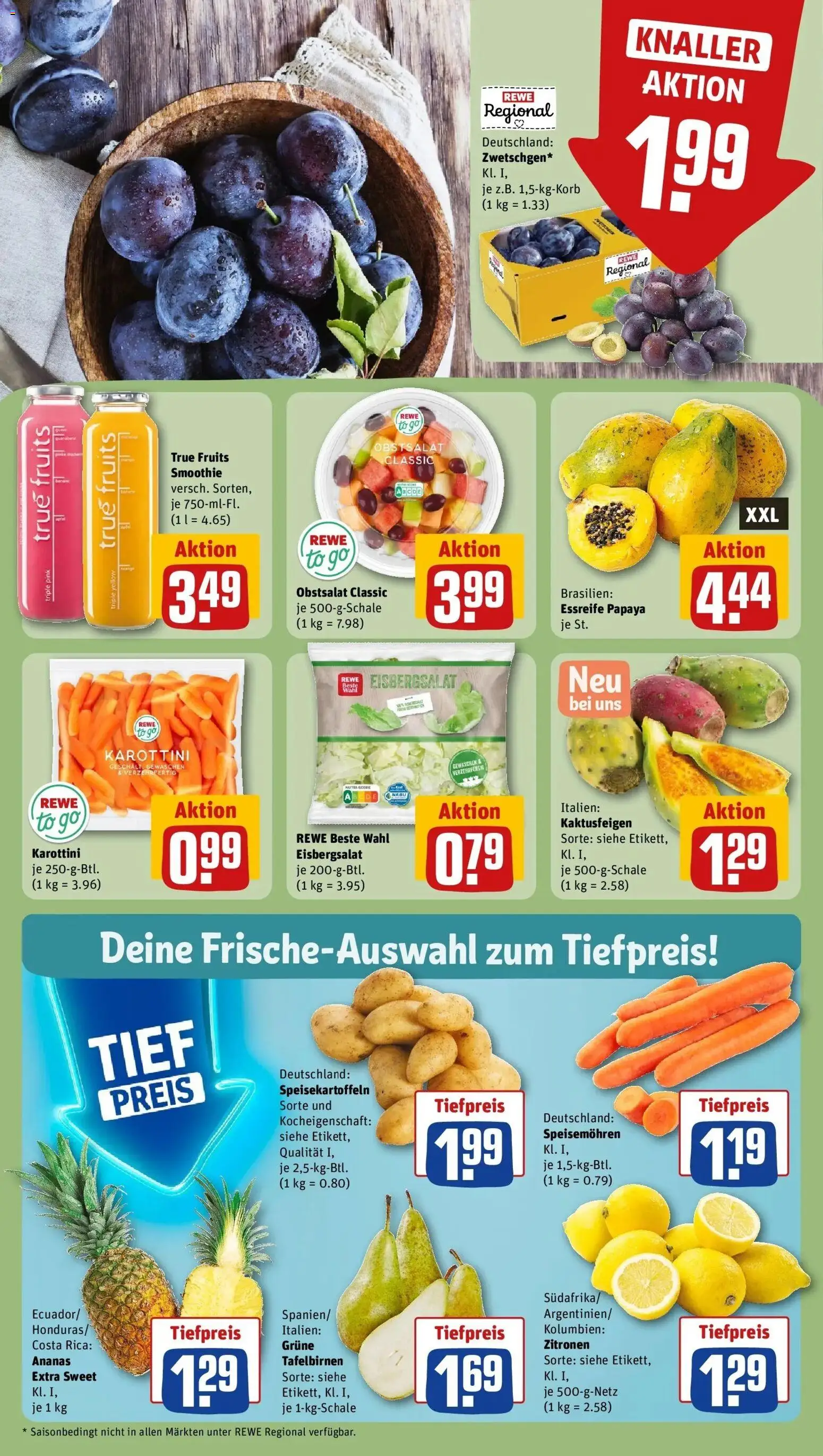 REWE Prospekt ab 17.08.2026 zum Blättern » Angebote | Seite: 8 | Produkte: Ananas, Eisbergsalat, Zitronen